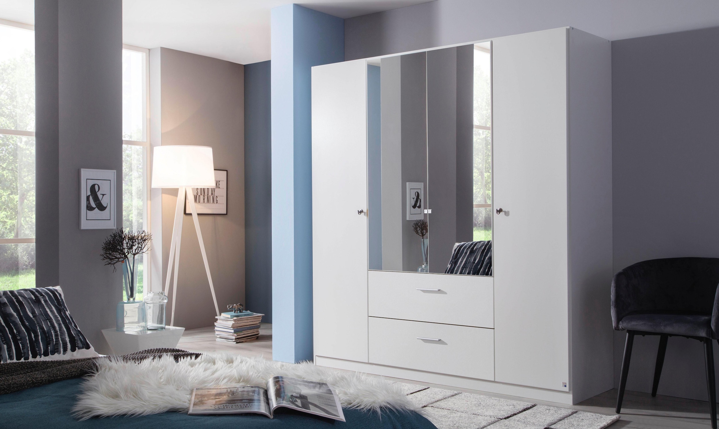 rauch Drehtürenschrank »Kleiderschrank Schrank Garderobe Schlafzimmer Büroschrank BUCHHOLZ«, (mit Schloss, in Breite 90, 135 und 180 cm), Schubladen mit viel Stauraum mit abschließbaren Türen MADE IN GERMANY
