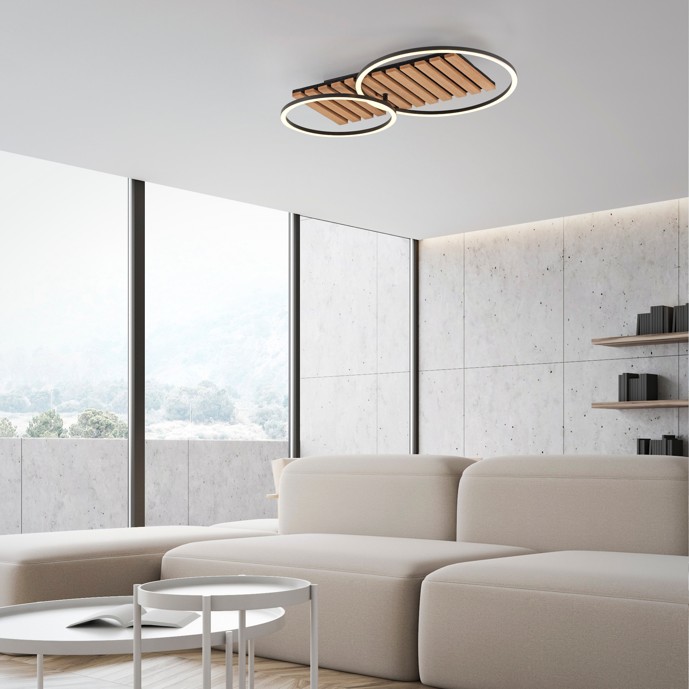 andas Deckenleuchte »Unnestad Akustikpaneele«, 1 flammig, Leuchtmittel LED-Board | LED fest integriert, Frame schwenkbar, Holz, Akustik, Paneele, warmweiß, kaltweiß