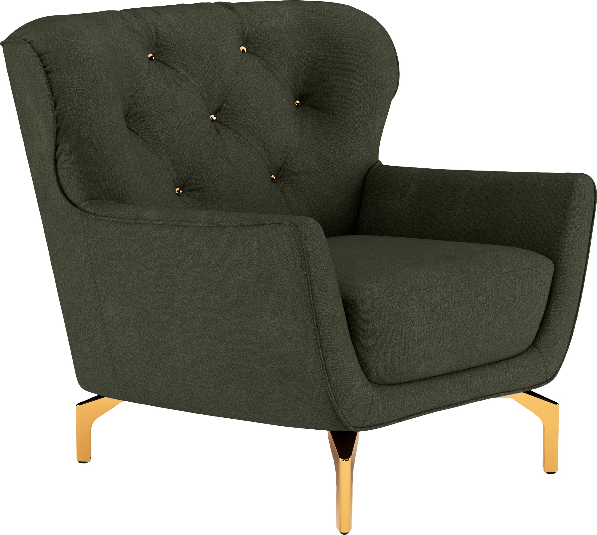 sit&more Sessel »Orient 3«, inkl. 1 Zierkissen mit Strass-Stein, goldfarbene Metallfüße