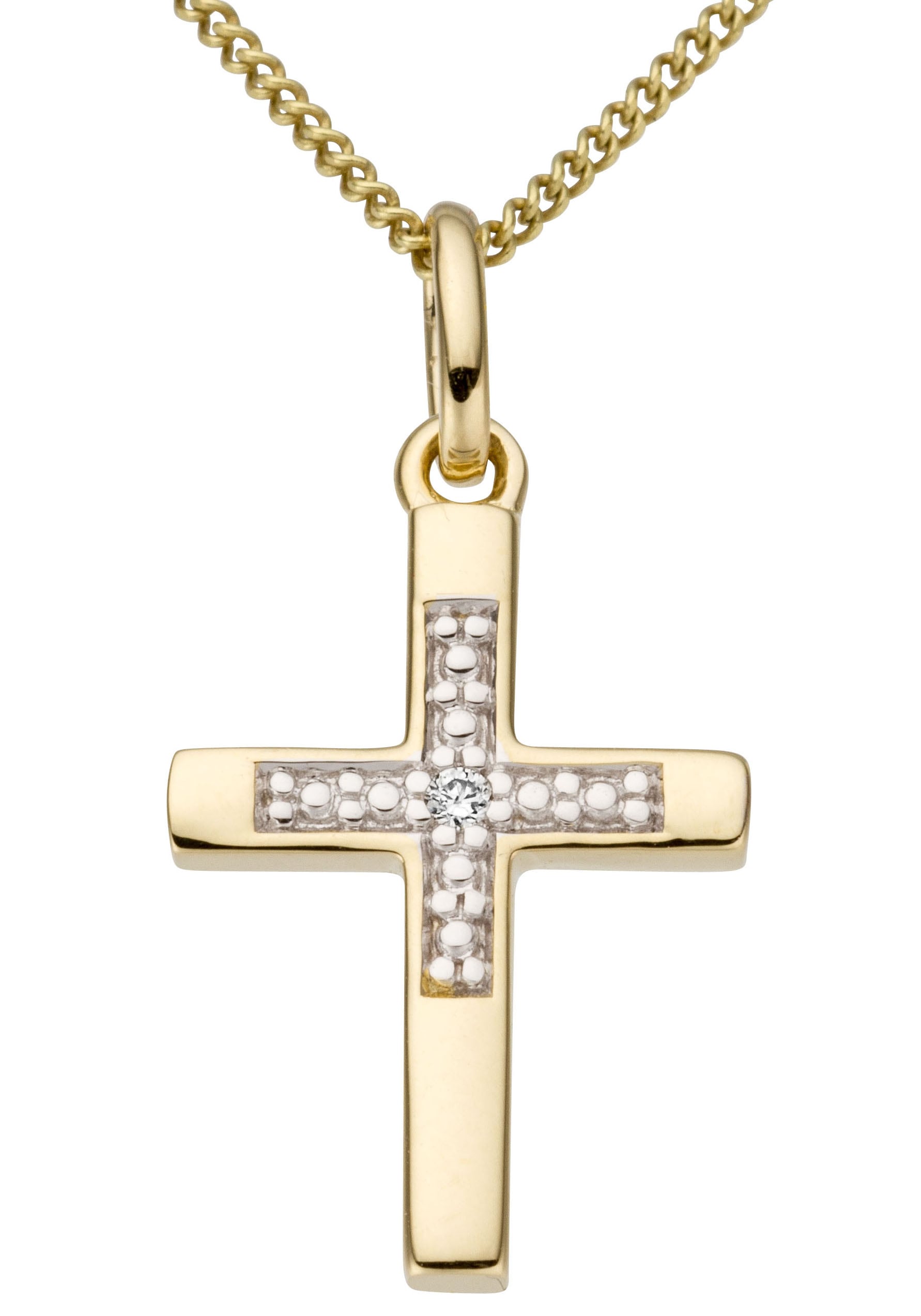 Kreuz, Kettenanhänger teilw. glänzend, elegant, massiv«, kaufen rhodiniert, mit im Geschenk, »Schmuck Firetti Online-Shop Brillant
