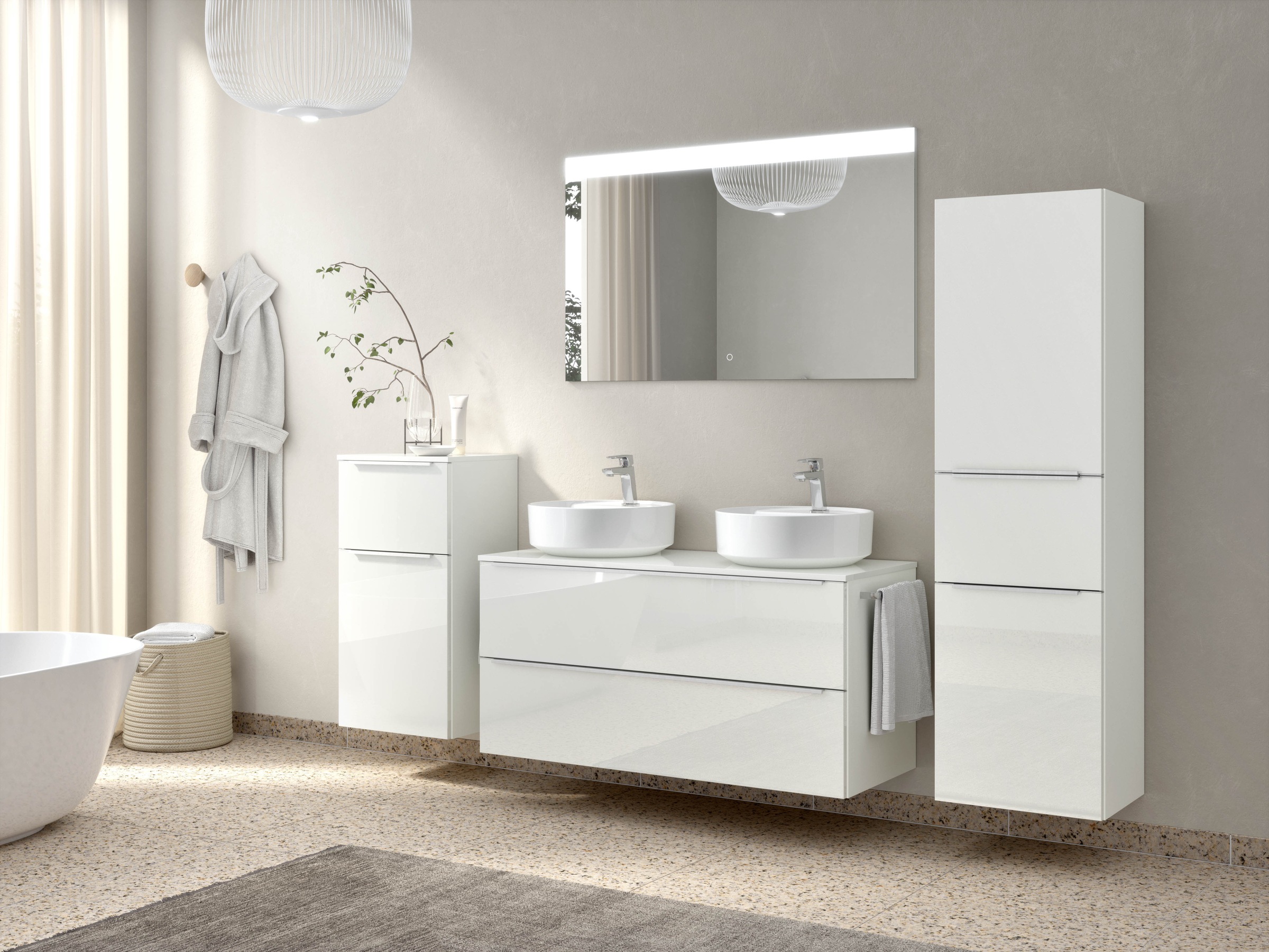 nobilia® Badmöbel-Set »Alvene«, (4 St., vormontiert, mit Soft-Close), Hochg günstig online kaufen