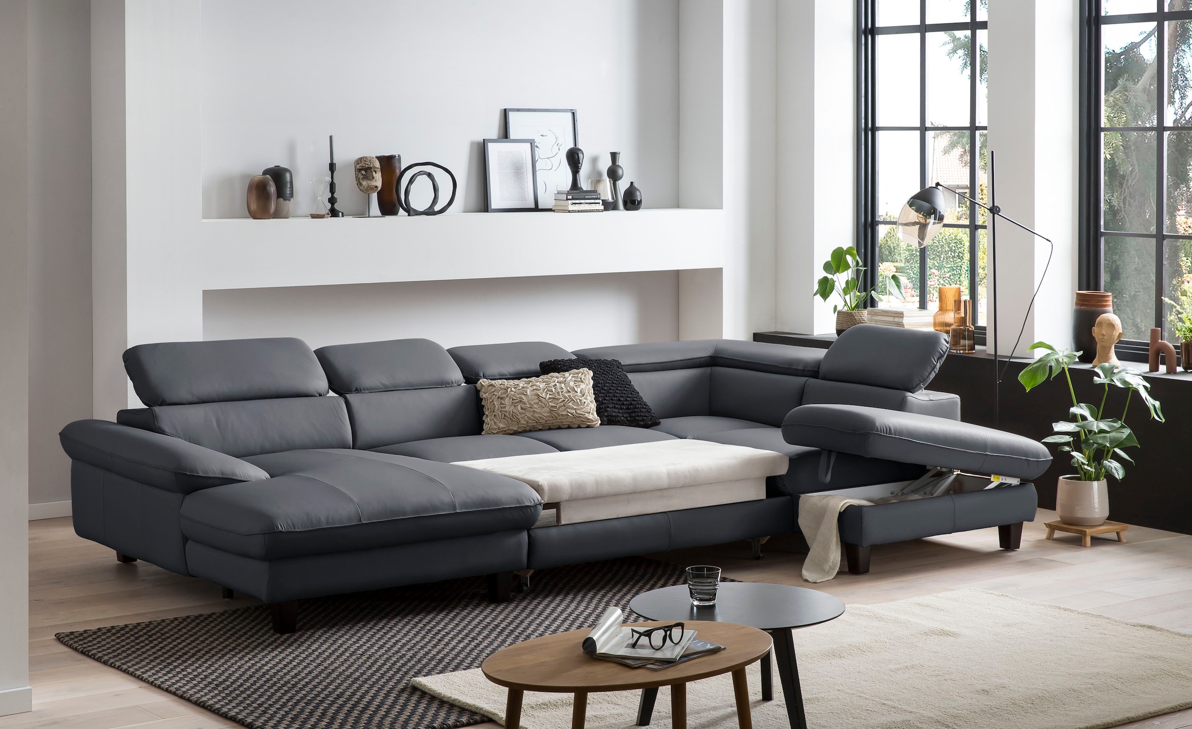 Home affaire Wohnlandschaft »Pilot U-Form«, mit Kopfteilverstellung, wahlweise mit Bettfunktion & Bettkasten