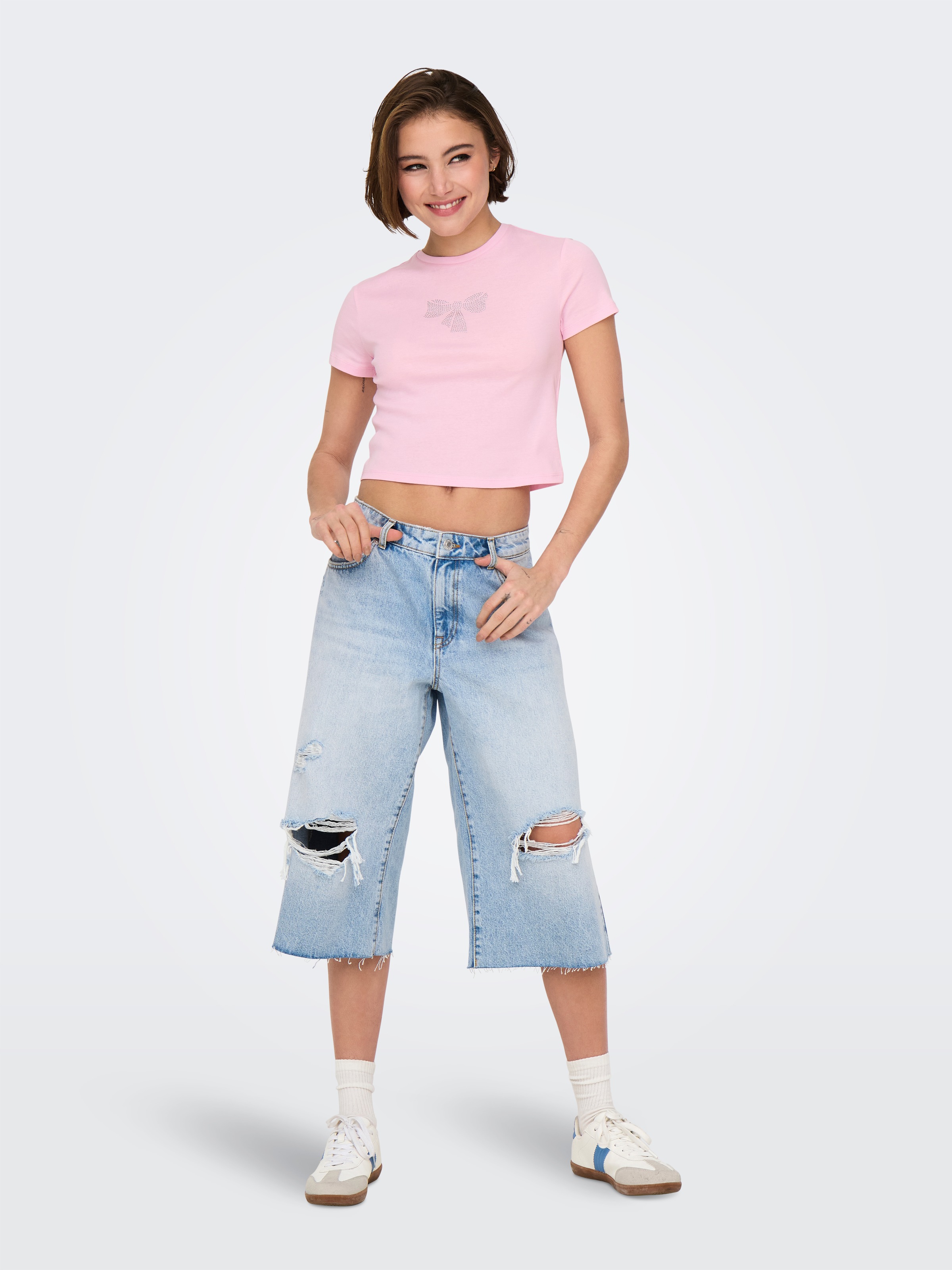 ONLY Kurzarmshirt »ONLKIRA S/S BLING O-NECK SHORT TOP JRS«