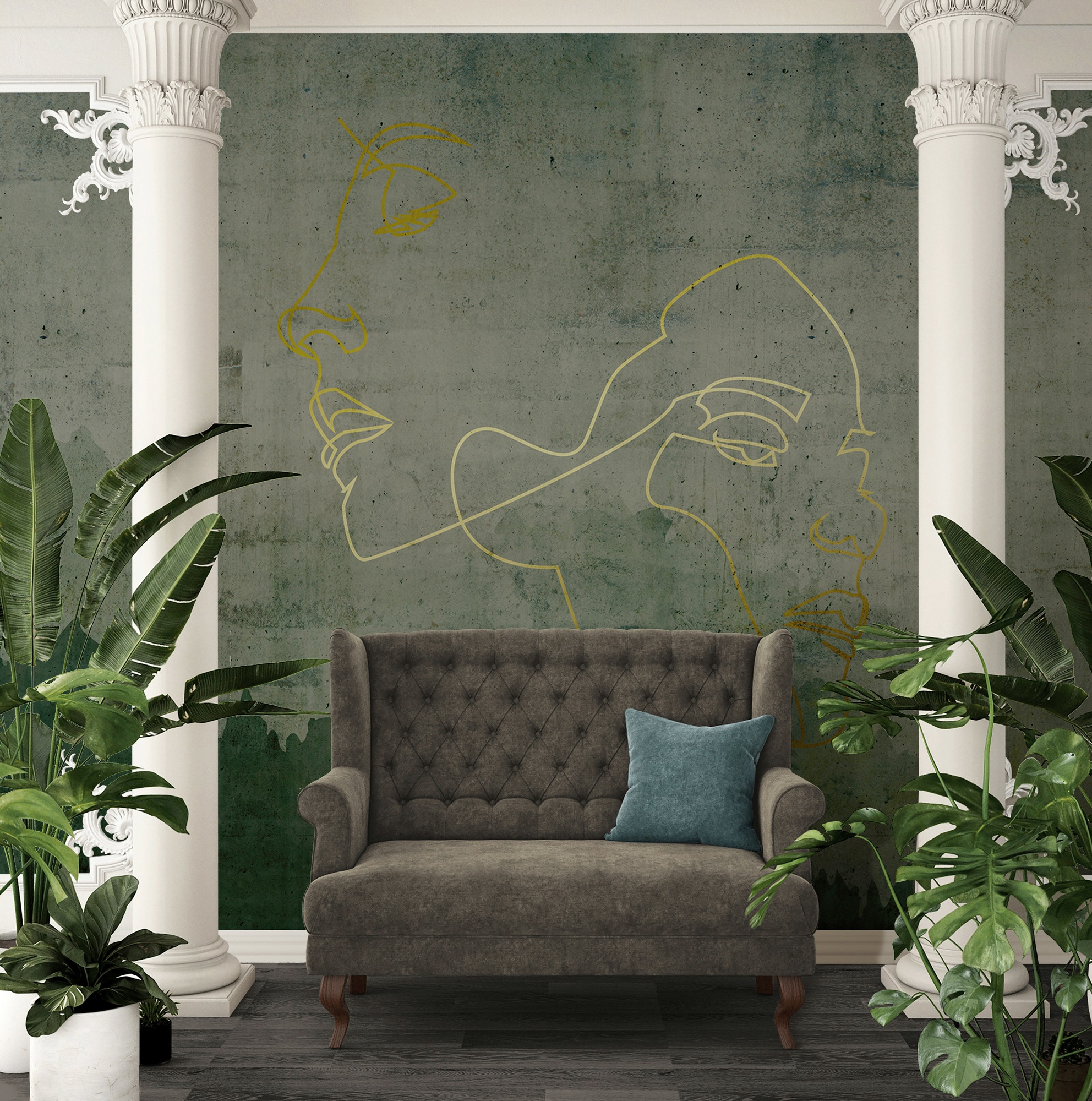 Architects Paper Fototapete »Atelier 47 Golden Outline 4« abstrakt glatt Vl günstig online kaufen
