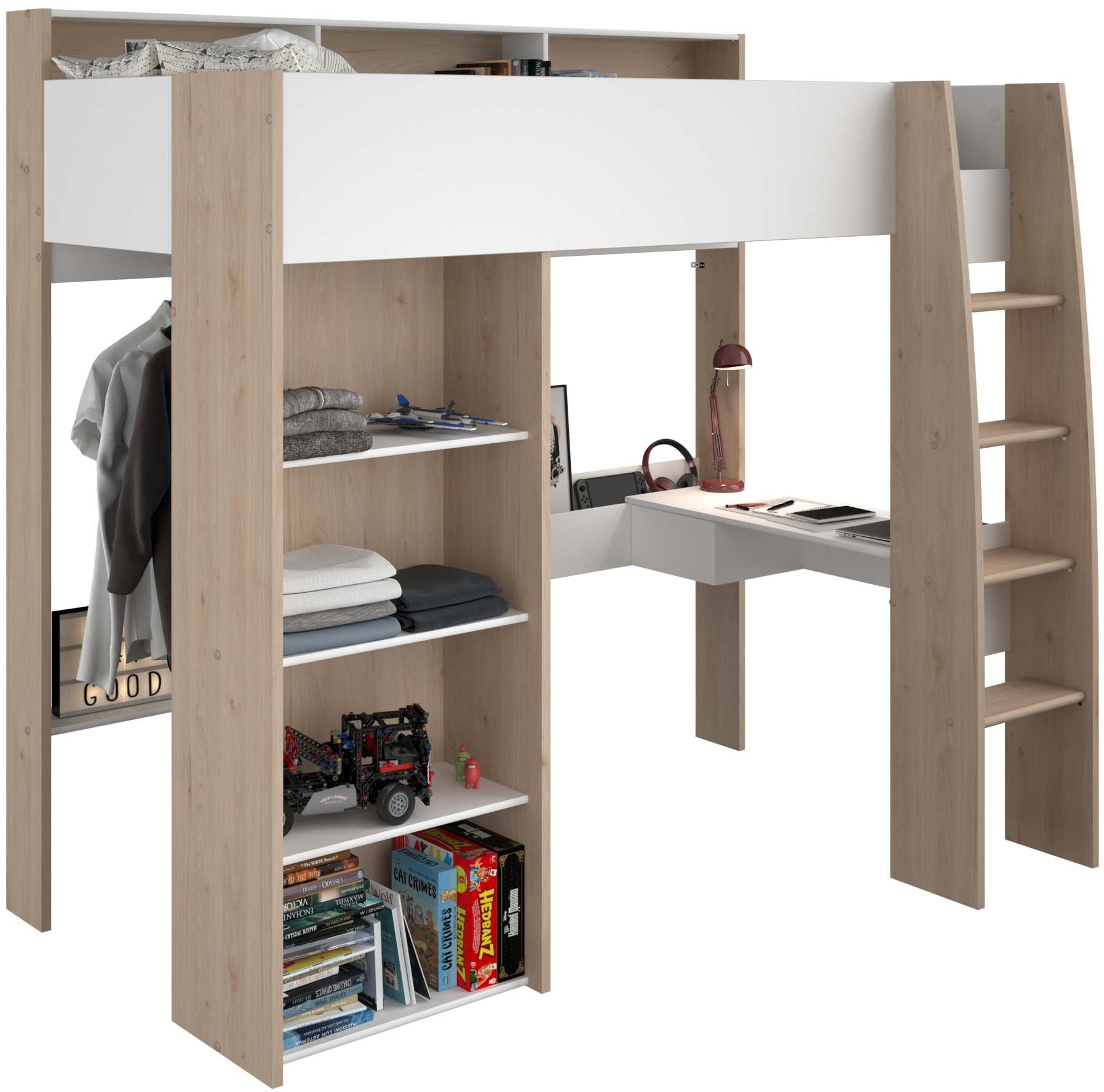 Parisot Hochbett "Shelter 11" 1 tlg. integrierter Schreibtisch, Leiter, Reg günstig online kaufen
