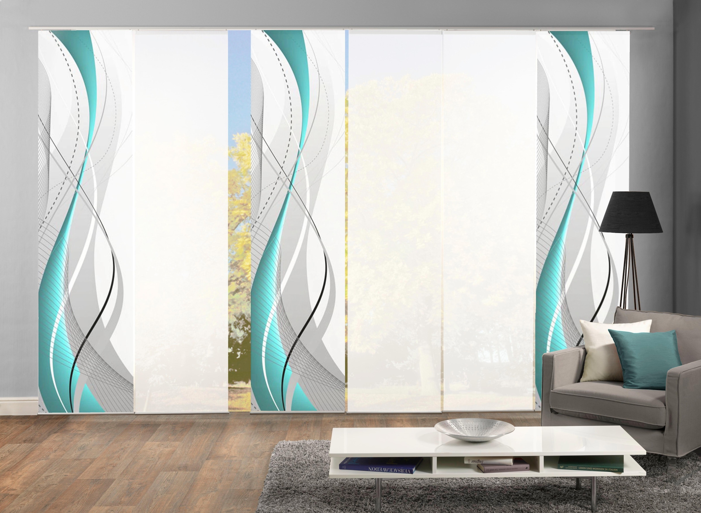 HOME WOHNIDEEN Schiebegardine »WUXi« Klettband 6 Stk. tlg. HxB: 245x60, ink günstig online kaufen