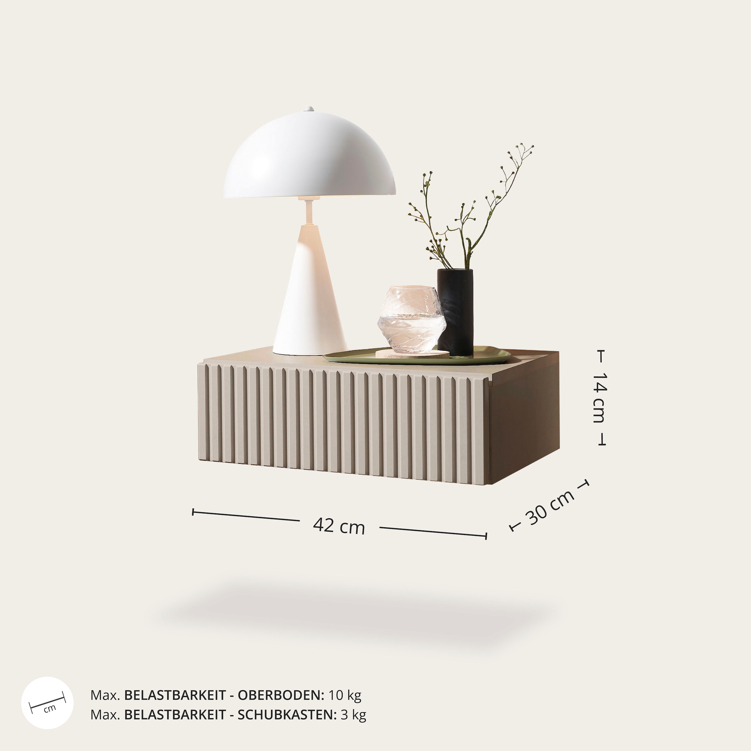 Schlafkontor Nachtkommode »Taboni Nachttisch, Nachtkonsole mit Push-to-open« Wandmontage