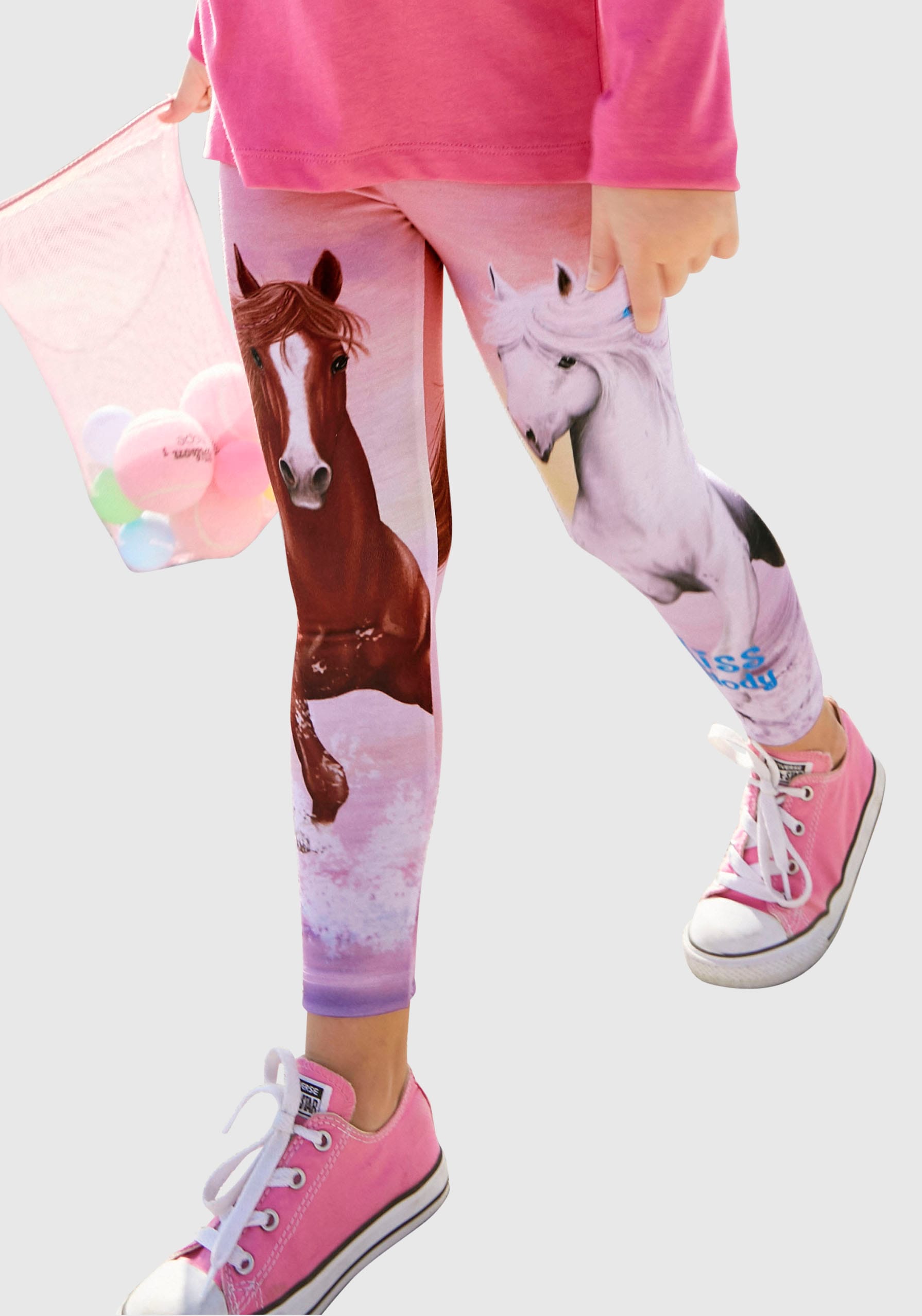 Leggings mit schönem Pferdemotiv, Gr. 92/98 - N-Gr, rose N-Gr