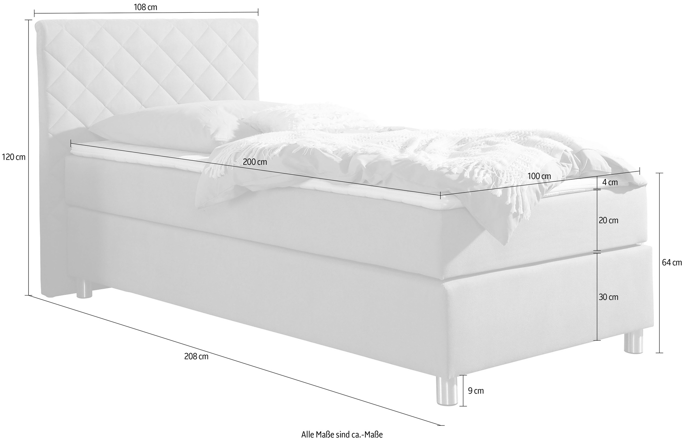 Leonique Boxspringbett »Bernard, in verschiedenen Breiten«, inkl. Topper, Matratze in H2, H3 oder H4 erhältlich