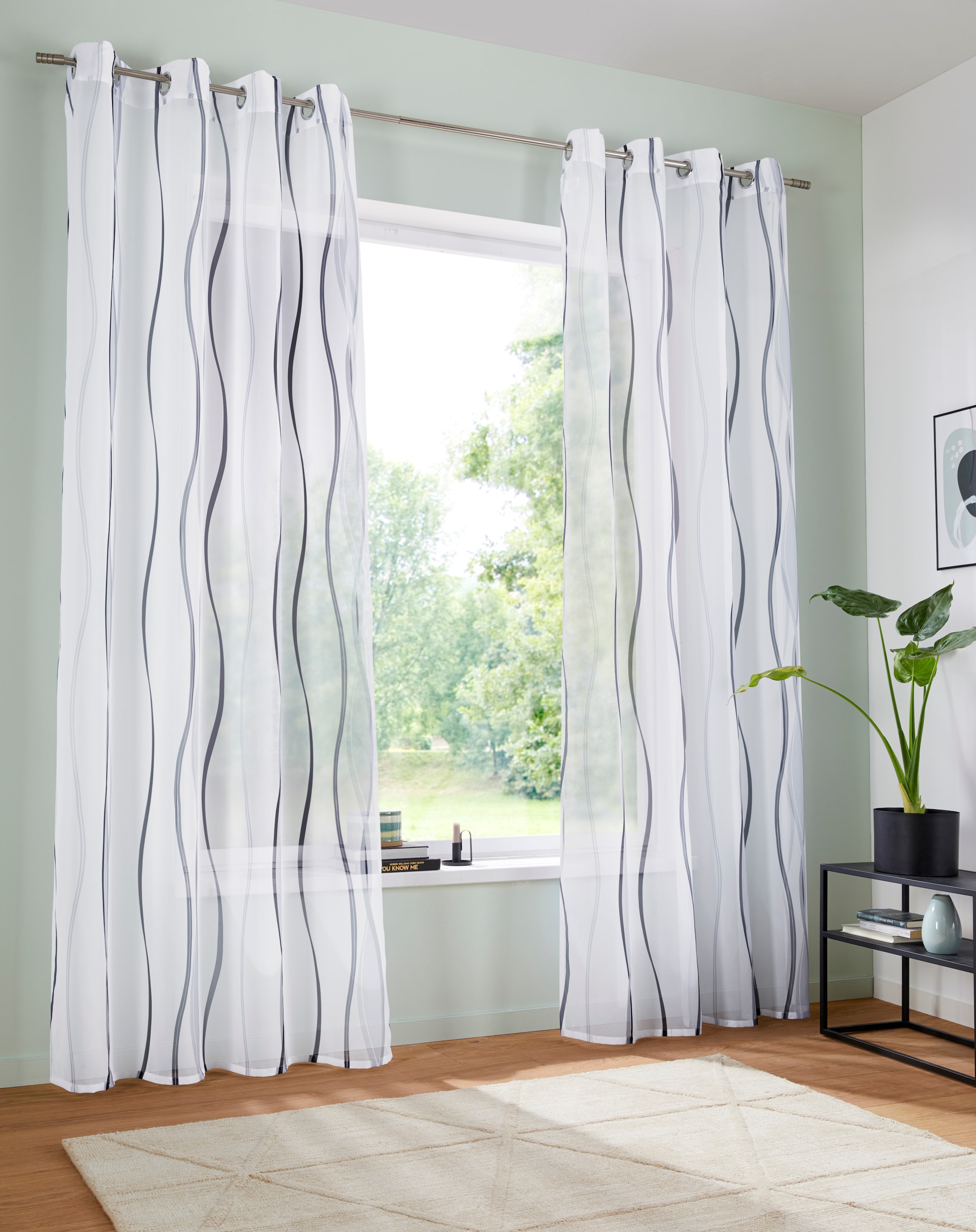 my home Gardine »Dimona«, (2 St.), 2-er Set, transparent, Voile, Polyester, günstig online kaufen