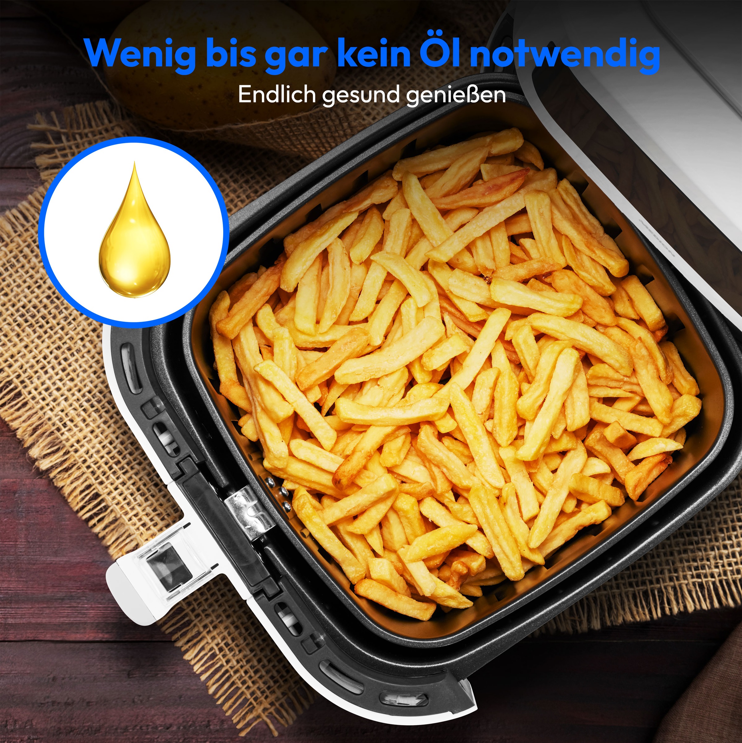 Medion® Heißluftfritteuse »MD11740  E40 XL, Nutzinhalt 5,2 L; Korb in Korb«, 2000 W, digitales Bedienfeld, 9 Automatikprogramme