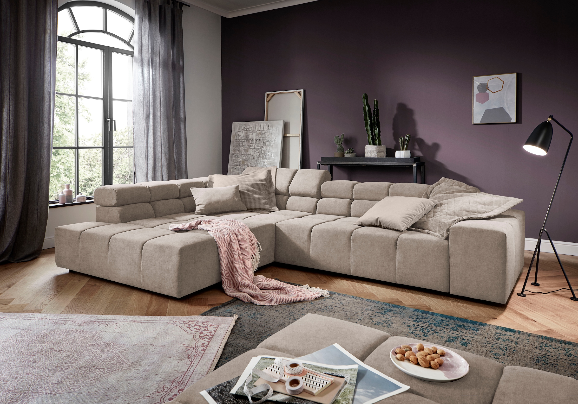 INOSIGN Ecksofa »Ancona incl. Kopfteilverstellung, OTTOs Choice, Breite 319cm, L-Form«, wahlweise motorische Sitztiefenverstellung, auch in Cord + Easy Care