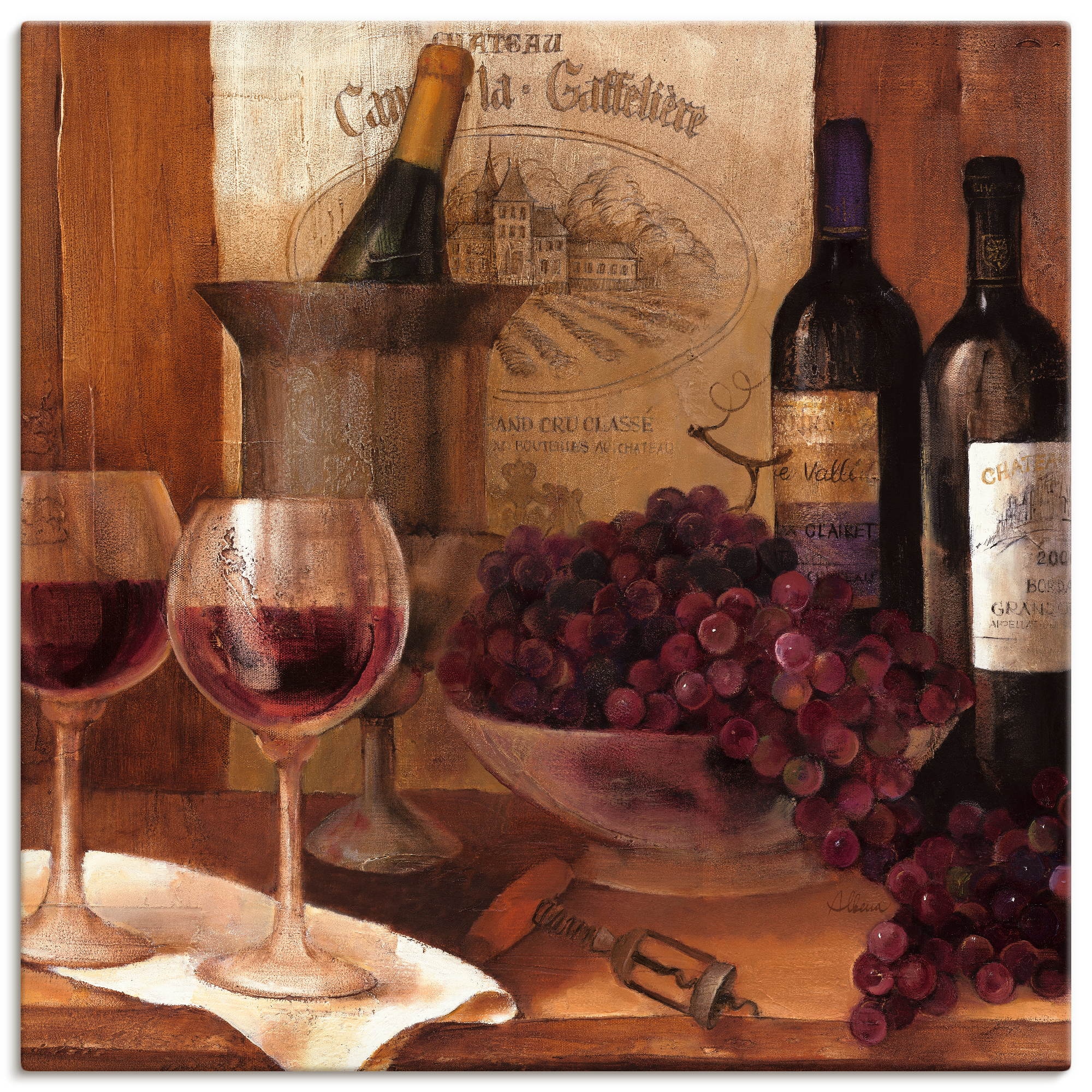 Artland Wandbild »Vintage Wein«, Getränke, (1 St.), als Leinwandbild,  Wandaufkleber oder Poster in versch. Größen online bestellen