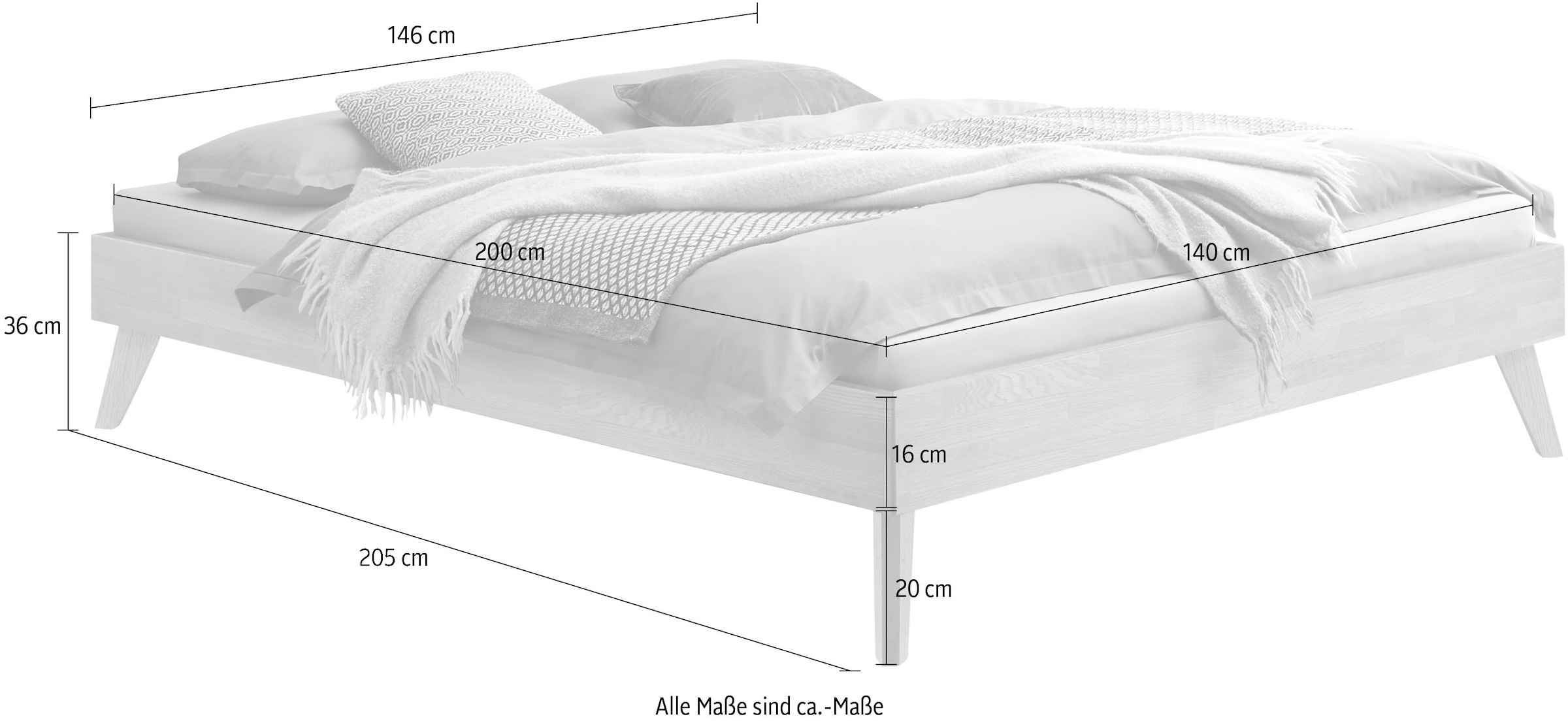 HASENA Holzbett »Calvari«, mit einer Fußhöhe von 20 cm