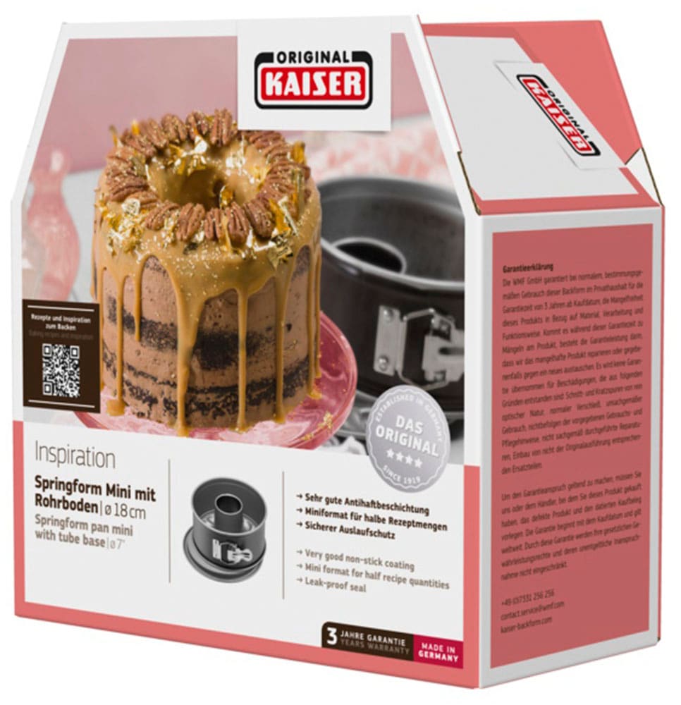Kaiser Backformen Springform »Inspiration« Flachboden, Rohrboden, für Torten/Rührkuchen/Gugelhupf, Stahl