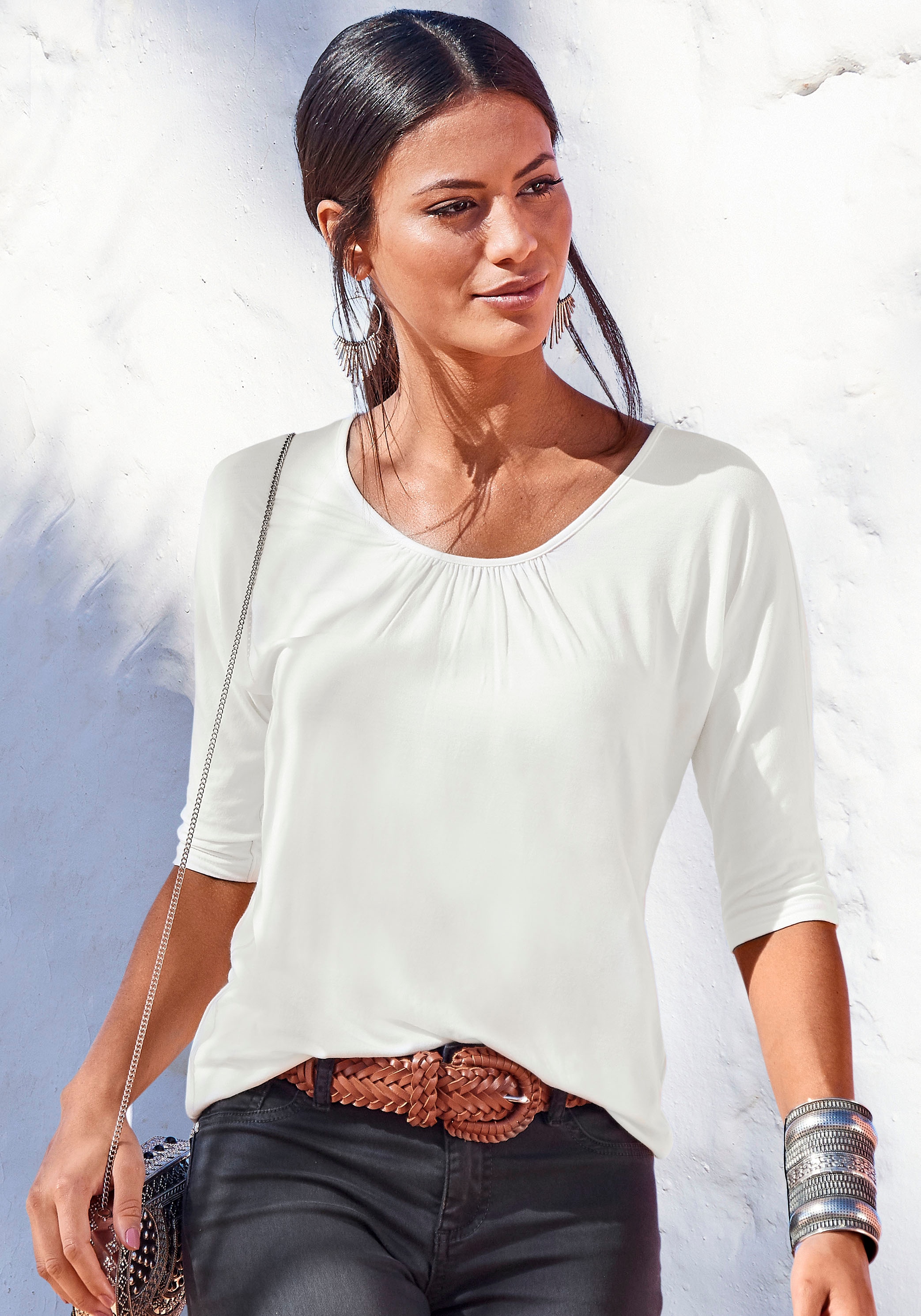 LASCANA 3/4-Arm-Shirt, (2er-Pack), mit zarter Raffung am Ausschnitt online  kaufen