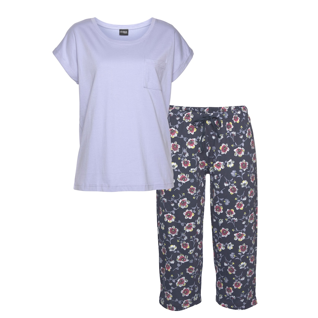 Vivance Dreams Capri-Pyjama, (2 tlg.), mit gemusterter Schlafhose