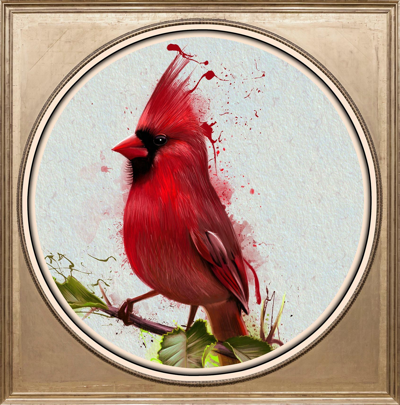 queence Acrylglasbild »Roter Vogel«, Kunst-Vögel-Vogelbilder-Tiere-Gemälde, günstig online kaufen
