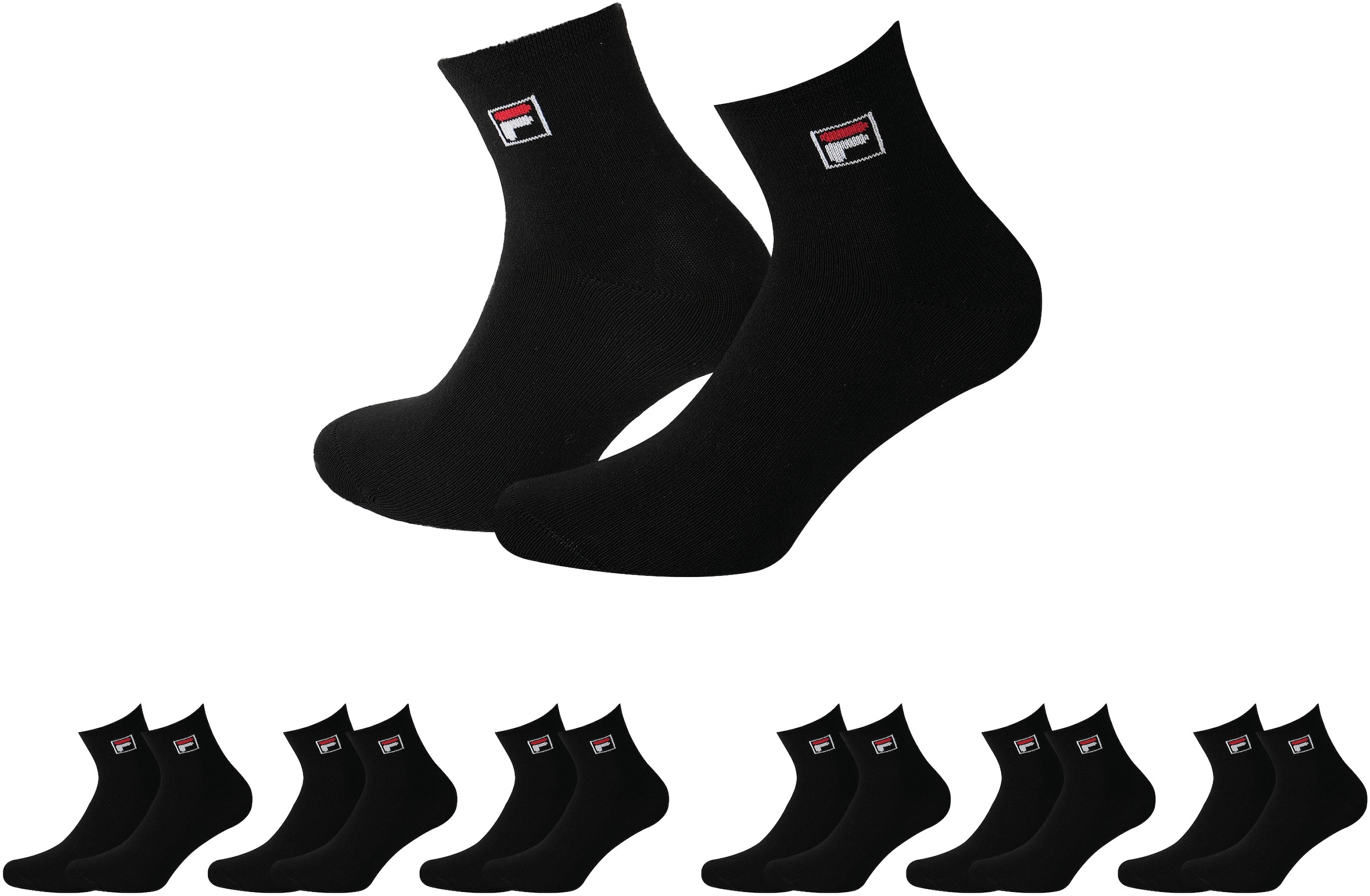 Fila Kurzsocken »UNISEX QUARTER PLAIN SOCKS«, (6 Paar), mit Logo-Schriftzug