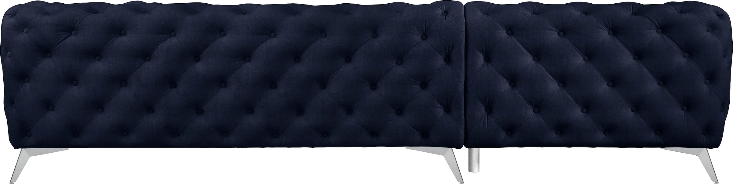 Leonique Chesterfield-Sofa »Ecksofa GLYNIS L-Form mit Wellenunterfederung, Maße B/T/H 323/264/75cm«, aufwändige Knopfheftung, moderne Chesterfield Optik, Fußfarbe wählbar
