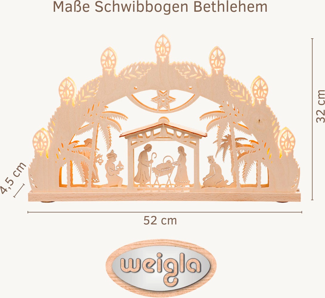 Weigla LED Schwibbogen, Erzgebirge garantiert, Weihnachtsdeko Innen, Weihnachtsbeleuchtung