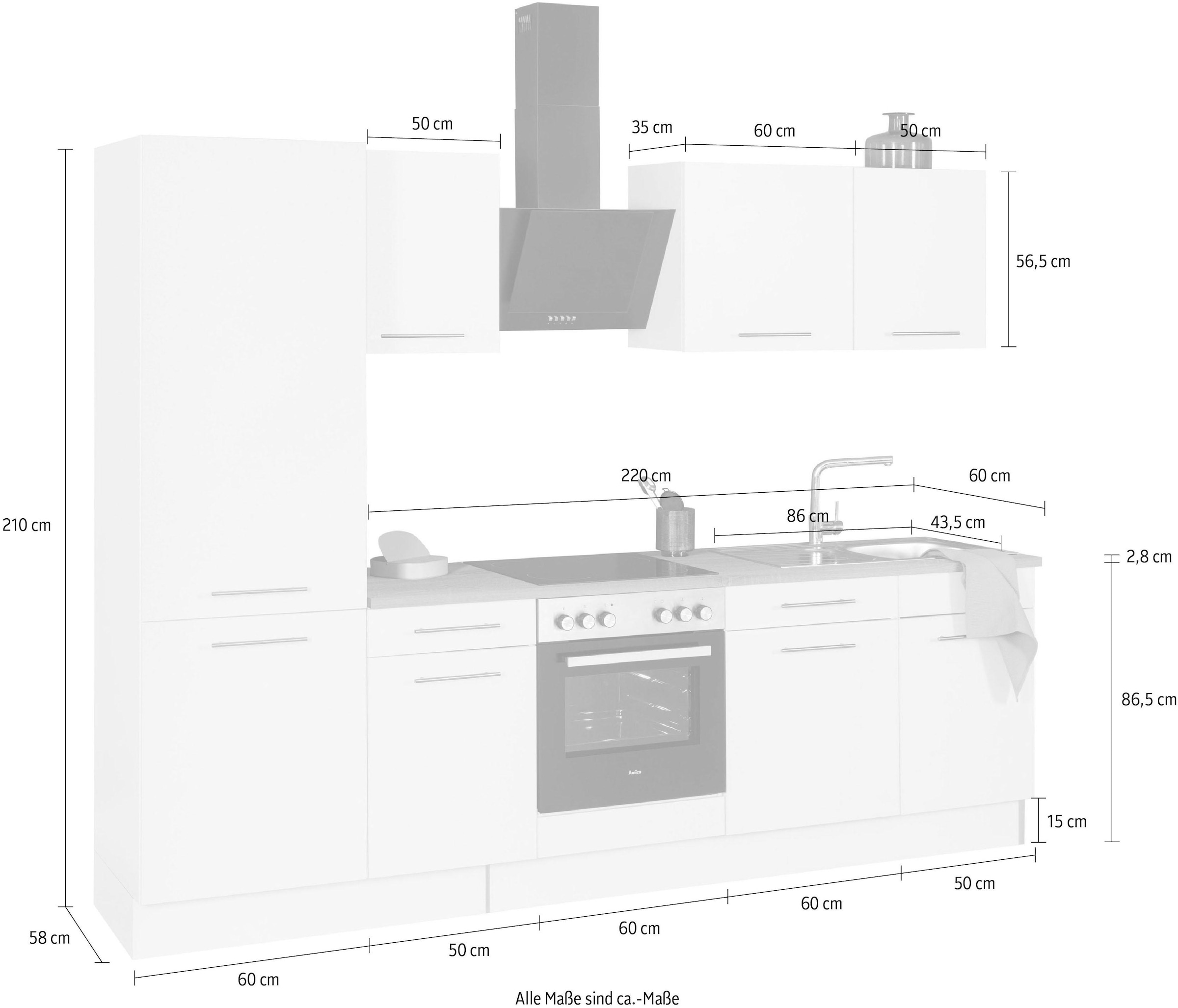 wiho Küchen Küchenzeile »Ela«, Breite 280 cm, Soft-Close-Funktion, höhenverstellbare Füße