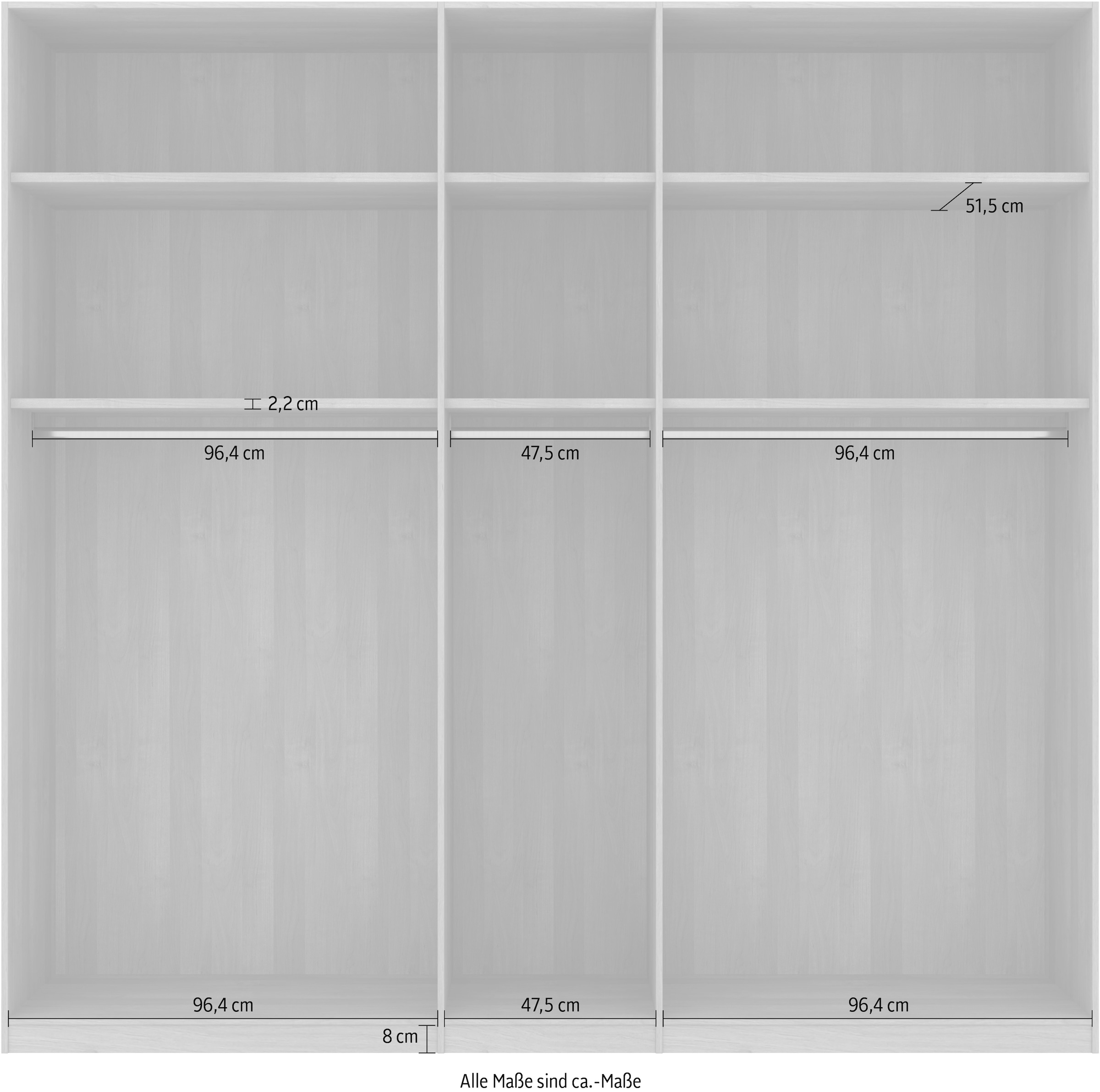 Musterring Drehtürenschrank »Savona, Kleiderschrank, Schrank, Garderobe, teilmassiv Eiche«, (mit Türdämpfern, mit Spiegel oder Glas, extra Böden, MADE IN GERMANY), Türen in Bianco-Eiche massiv, Spiegel-/Glastüren, verschiedene Größen