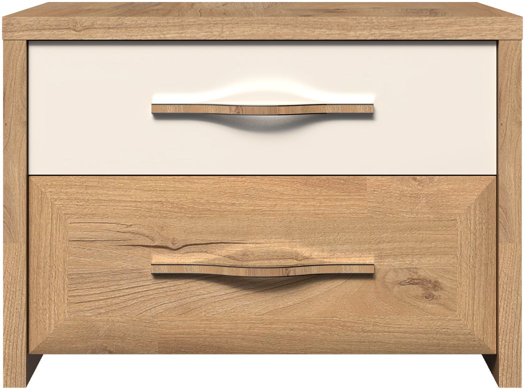 Home affaire Nachtkommode »Gala, beige hochglänzend UV lackiert und melaminbeschichtet, kratzfest«, (Soft-Close Funktion, Maße: B/T/H 57/41/41cm), mit 2 Schubladen, klassische Rahmenoptik, FSC-zertifiziert
