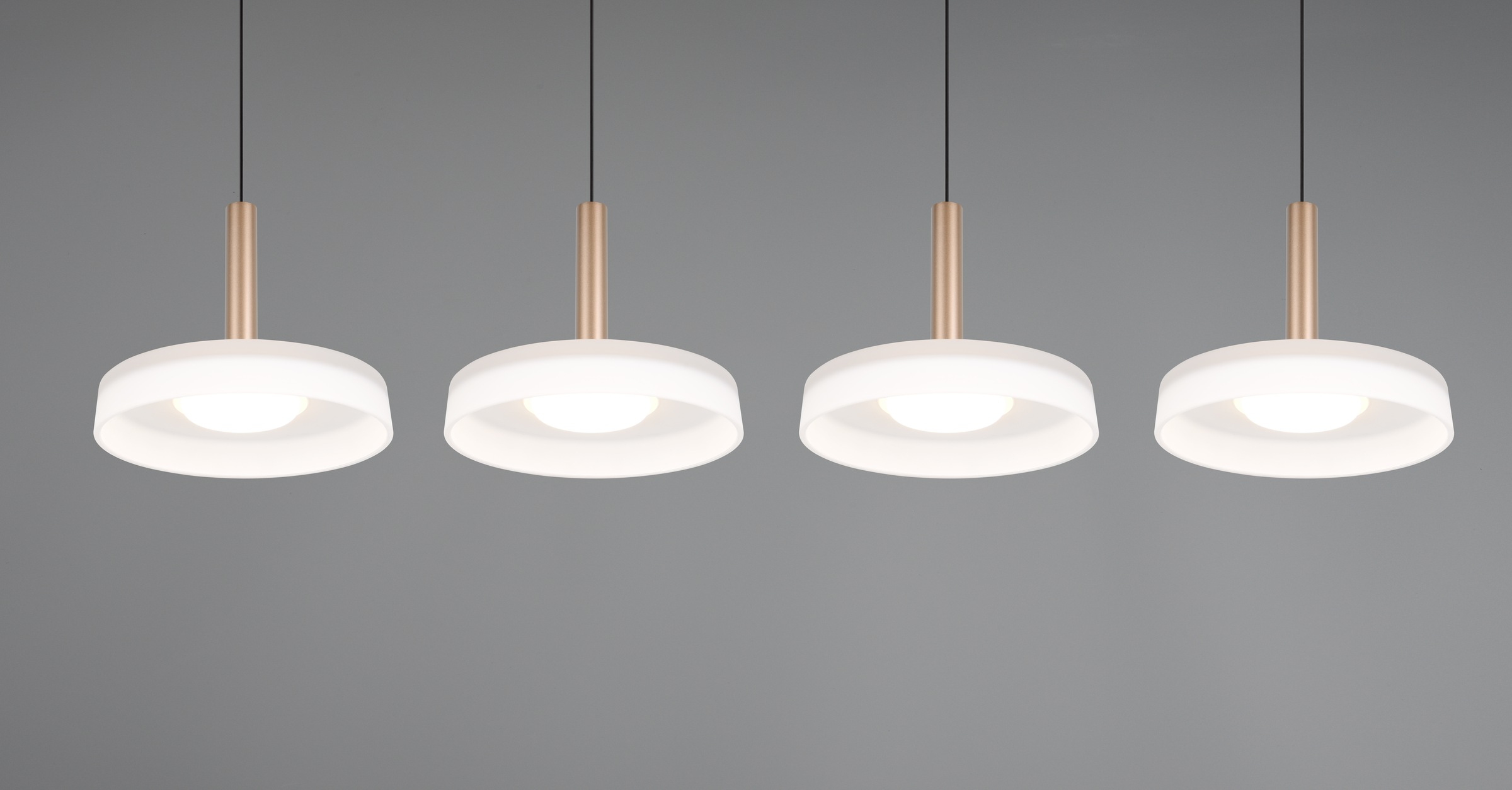 TRIO Leuchten LED Pendelleuchte »CELESTE dimmbare LED Hängelampe aus Metall und Glas, 7,5W, 750 Lumen«, 4 flammig, Leuchtmittel LED-Board | LED fest integriert, 4-flammig einfach höhenverstellbar von 50-200 cm 3-Stufen Dimmfunktion