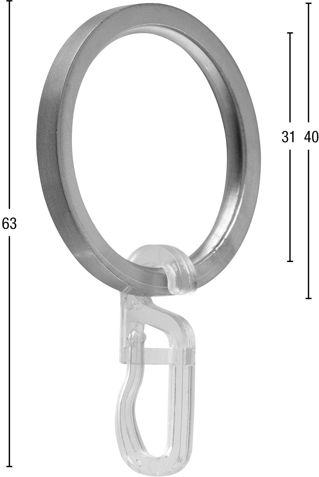 GARESA Gardinenring »Flachring mit Haken«, (20 St.), für Durchmesser bis 20mm, einfache Montage