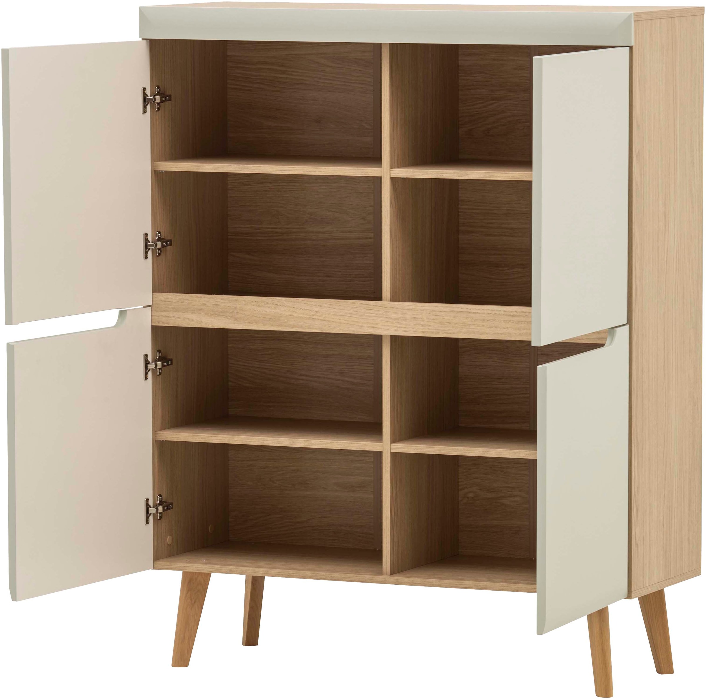 Home affaire Garderoben-Set »Torge, Garderobe mit Stauraum, Garderobenschrank im Scandic Design«, (Set, 2 St.), enthält Highboard und Garderobe mit Spiegel, in zwei Farben