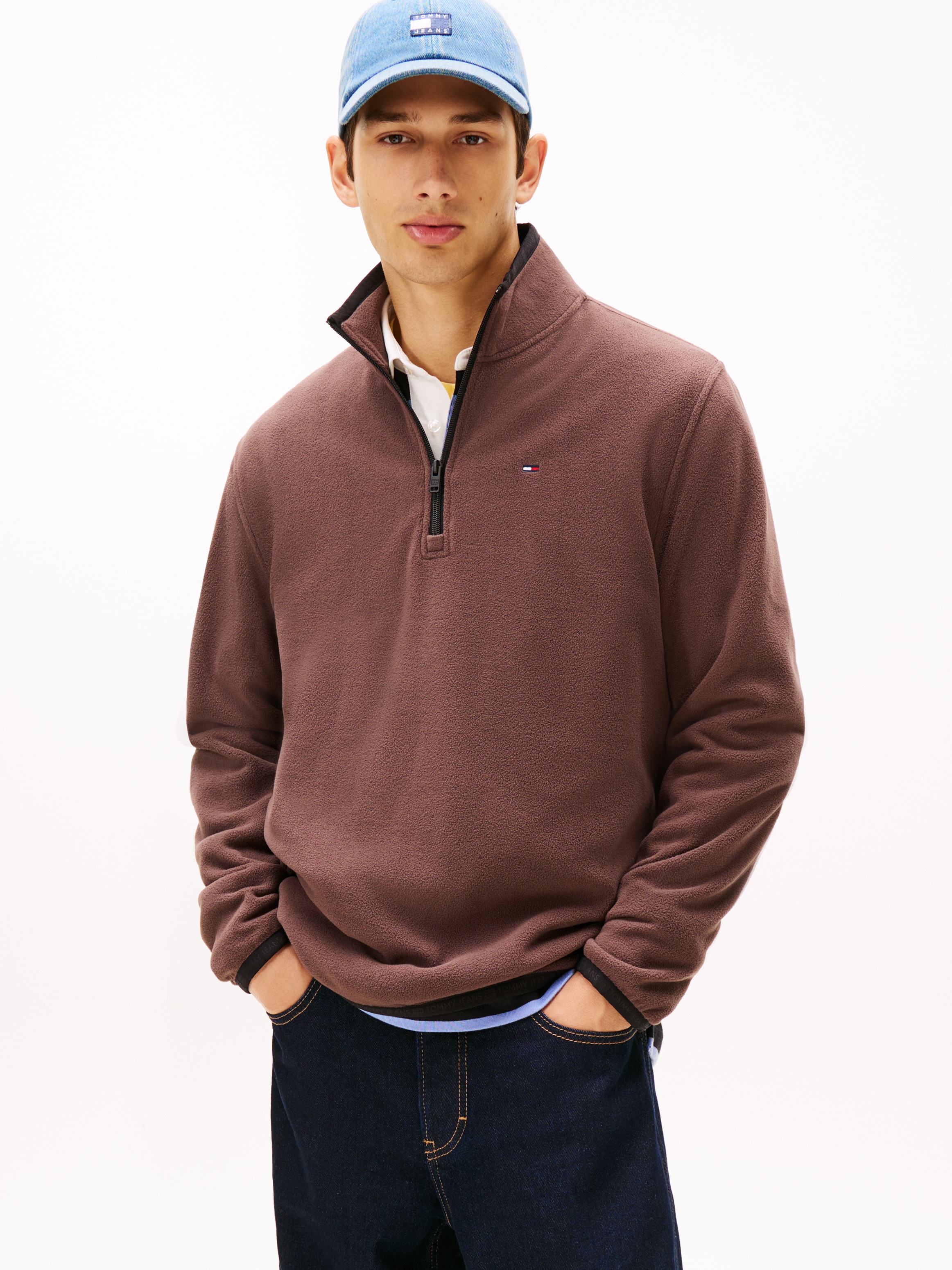 Tommy Jeans Fleecepullover »TJM FLAG POLAR FLEECE«, normale Passform, Troyer
