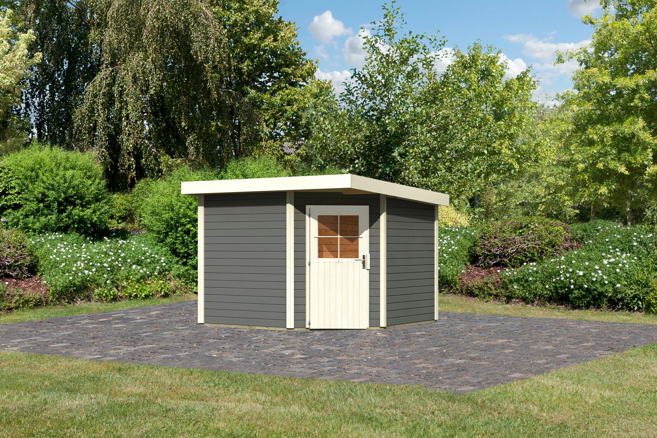 Karibu Gartenhaus »Neusee 3«, terragrau oder naturbelassen