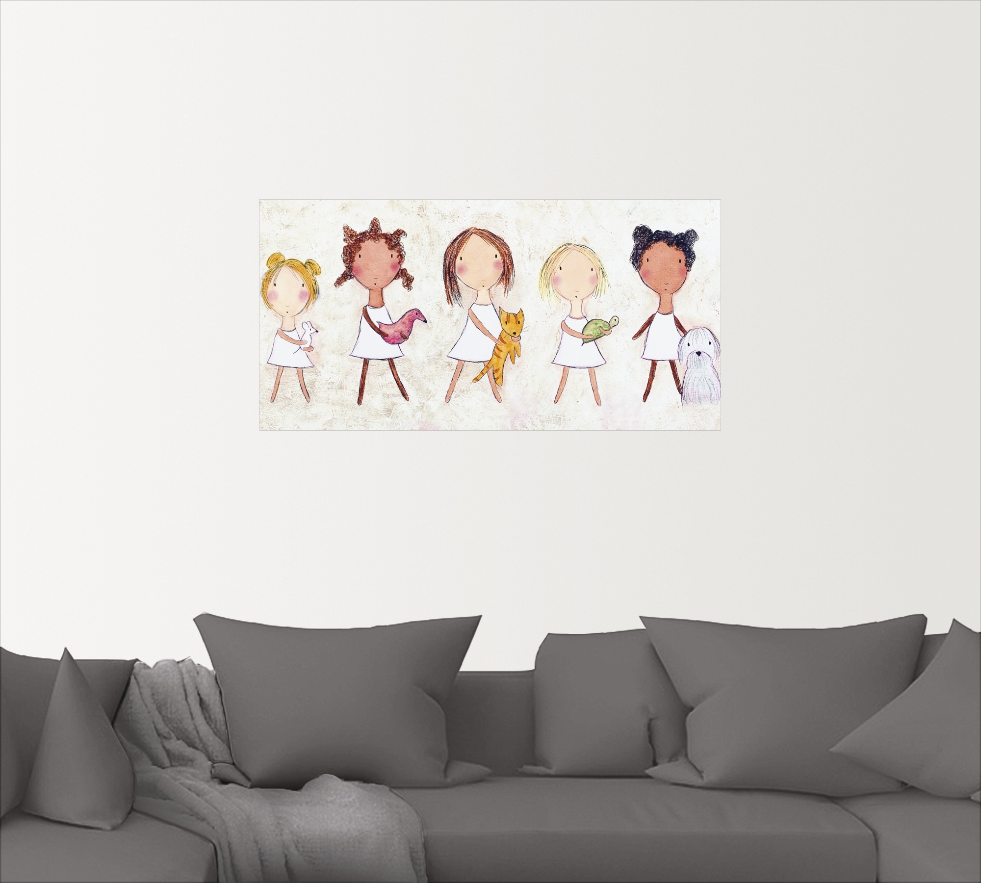 Artland Wandbild »Mädchen mit Tieren«, Kinder, (1 St.), als Alubild, Outdoorbild, Wandaufkleber in verschied. Größen