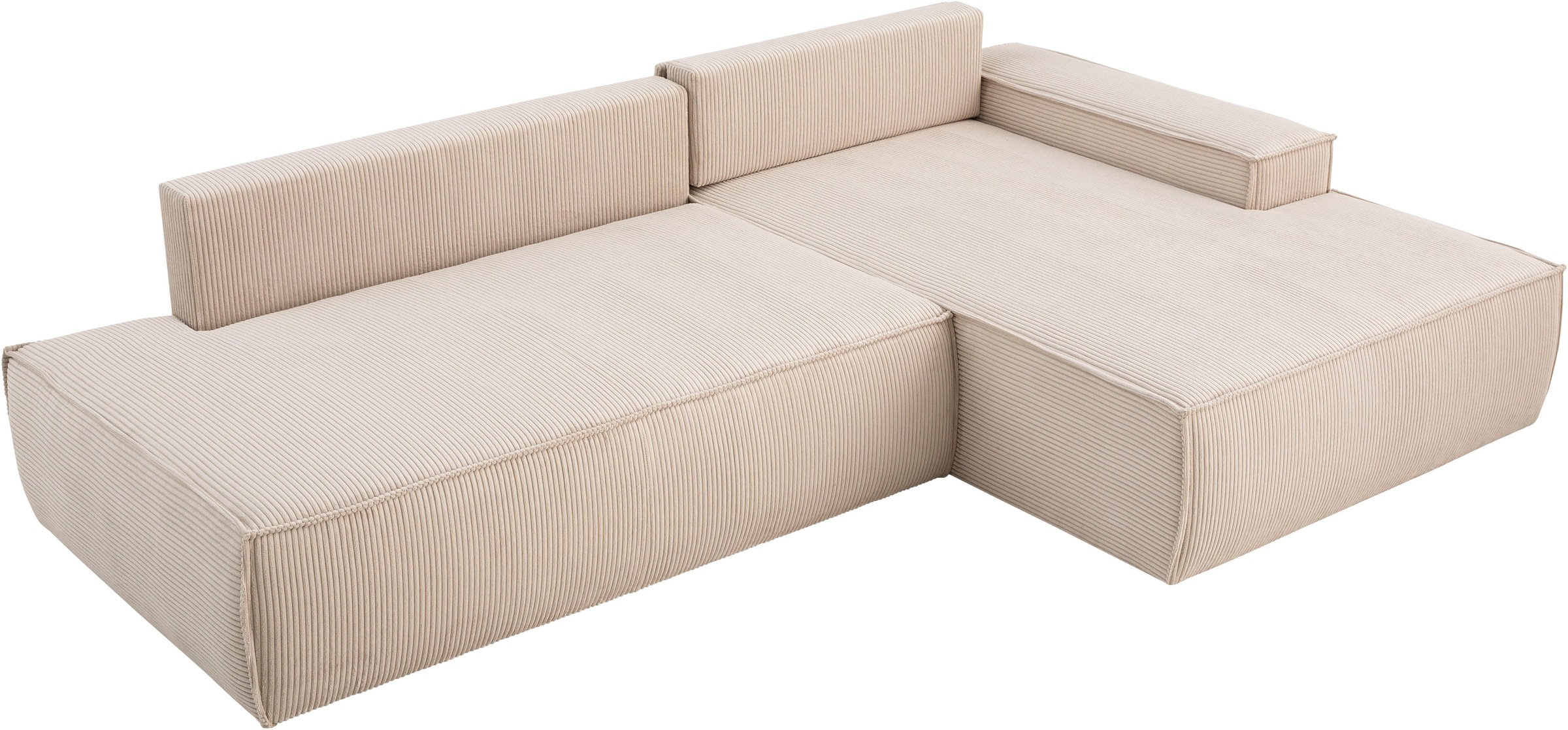 Home affaire Ecksofa »SHERWOOD, Schlafsofa in L-Form offen (275cm), Cord, Leinenoptik«, Schlaffunktion und Bettkasten, Kedernaht, hoher Sitz- & Liegekomfort