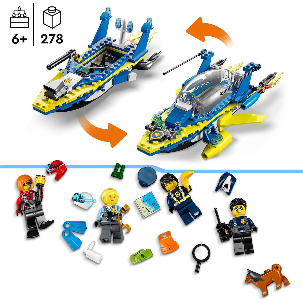 LEGO® Konstruktionsspielsteine »Detektivmissionen der Wasserpolizei (60355), LEGO® City«, (278 St.)