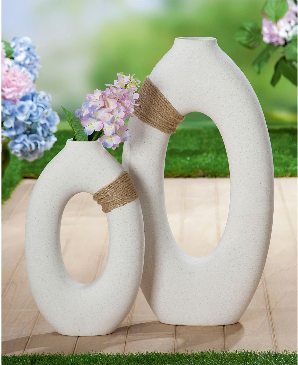 GILDE Tischvase »Vase Sabbia, aus Keramik, Höhe ca. 41 cm«, (1 St.), wasserdicht
