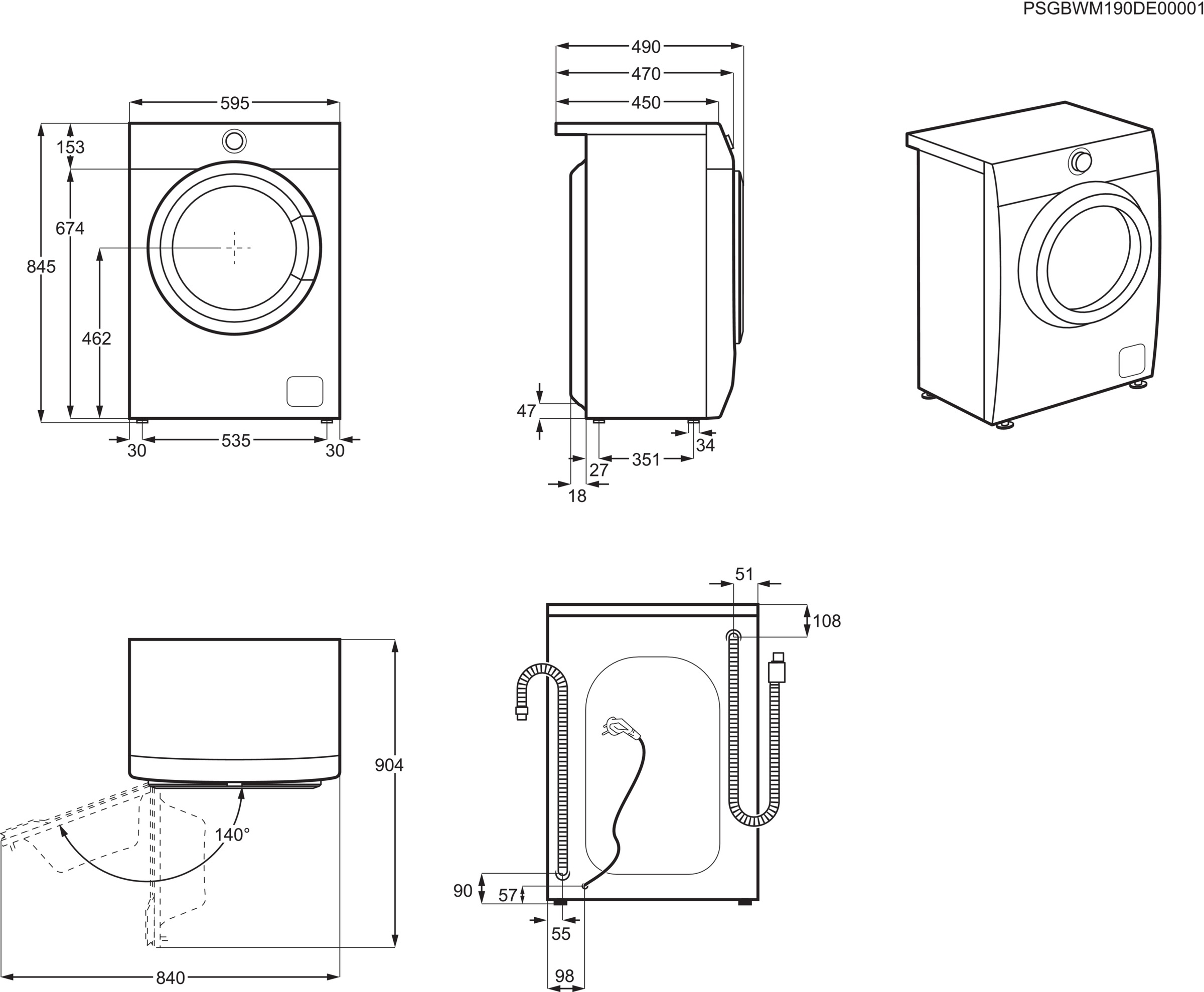AEG Waschmaschine 6000 »L6SEA74470«, 7 kg, 1400 U/min, Serie 6000 im SlimDesign
