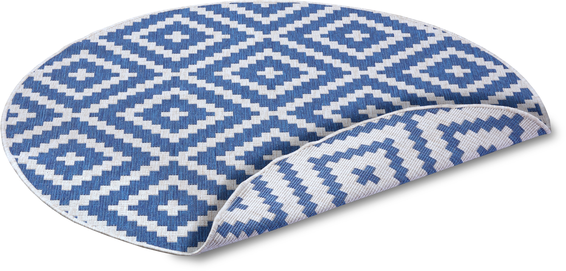 my home Teppich »Ronda Wendeteppich«, rund, 5 mm Höhe, Sisal-Optik, Flachgewebe, In- und Outdoor, geometrisches Boho Design