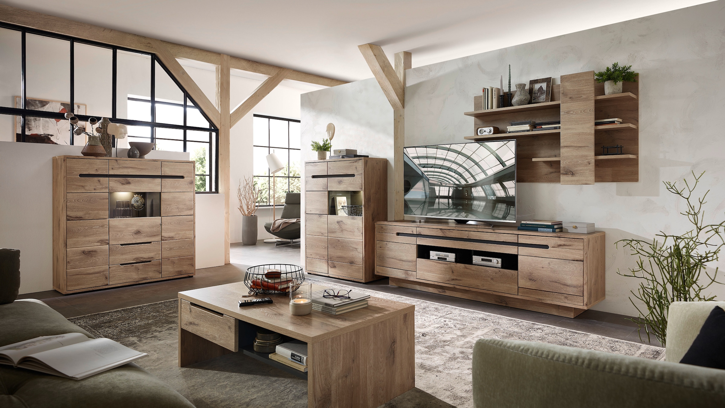 Innostyle Wohnwand »BELLANO«, (Komplett-Set, 3 St.), inkl. LED-Beleuchtung