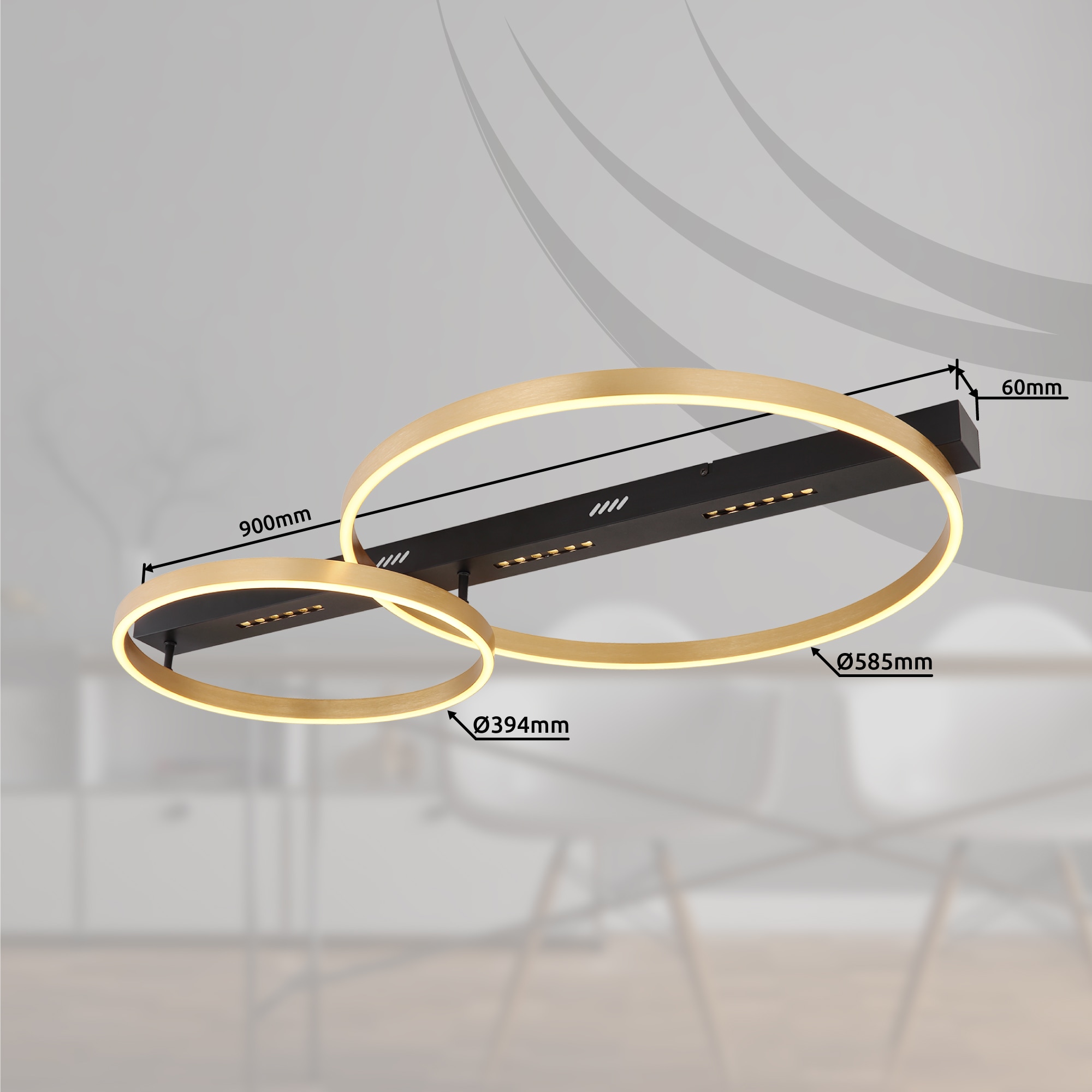 GLOBO LIGHTING LED Deckenleuchte »LUFFY« LED-Modul 1 Stk. Warmweiß Deckenlampe/LxBxH: 930x585x102mm/Wohnzimmer/Schlafzimmer/modern