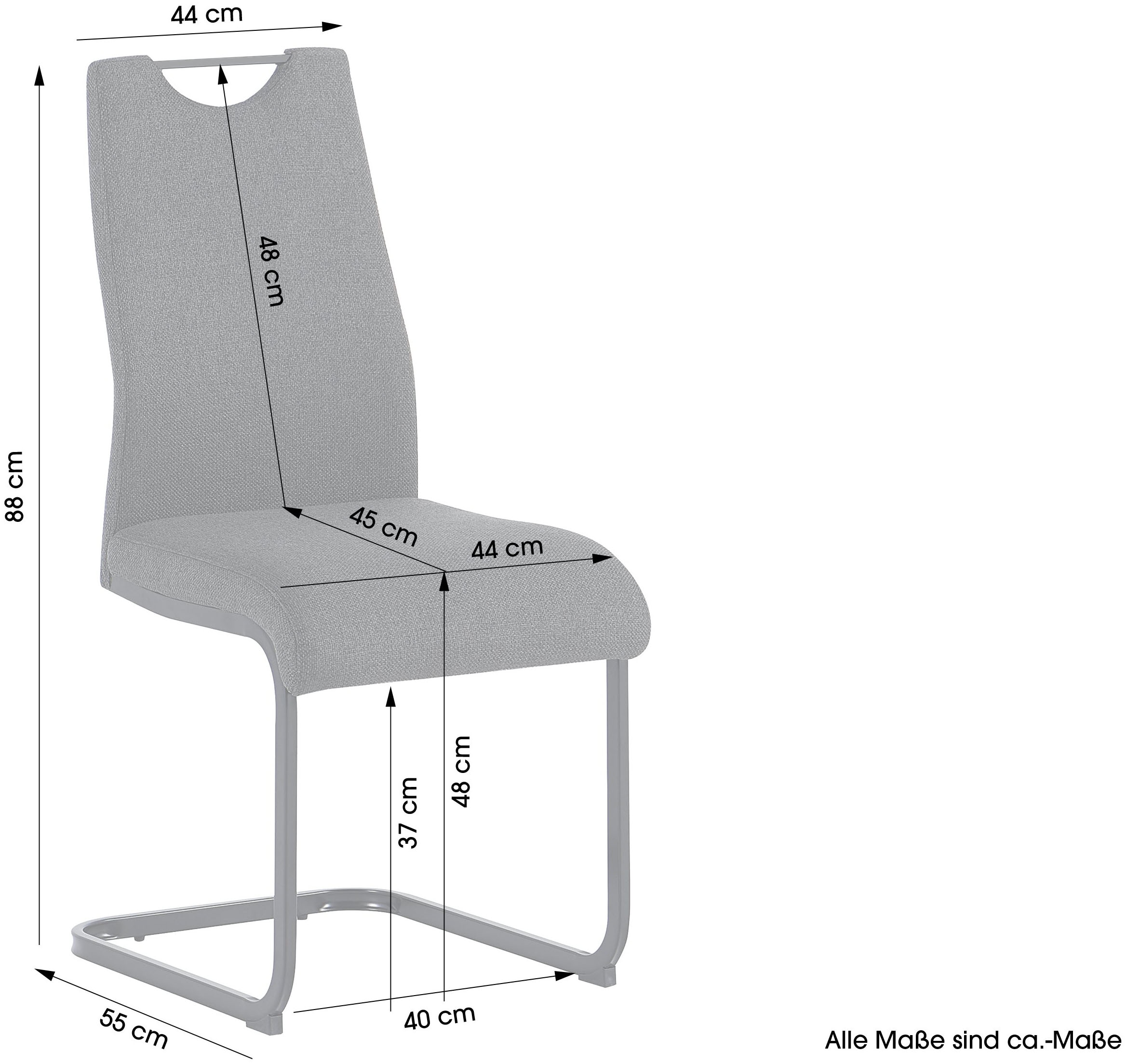 byLIVING Freischwinger »CAPRI« (Set) 2 Stk.Webstoff, bis 110 kg, Schaumstoff, Schwingstuhlgestell, mit Griff