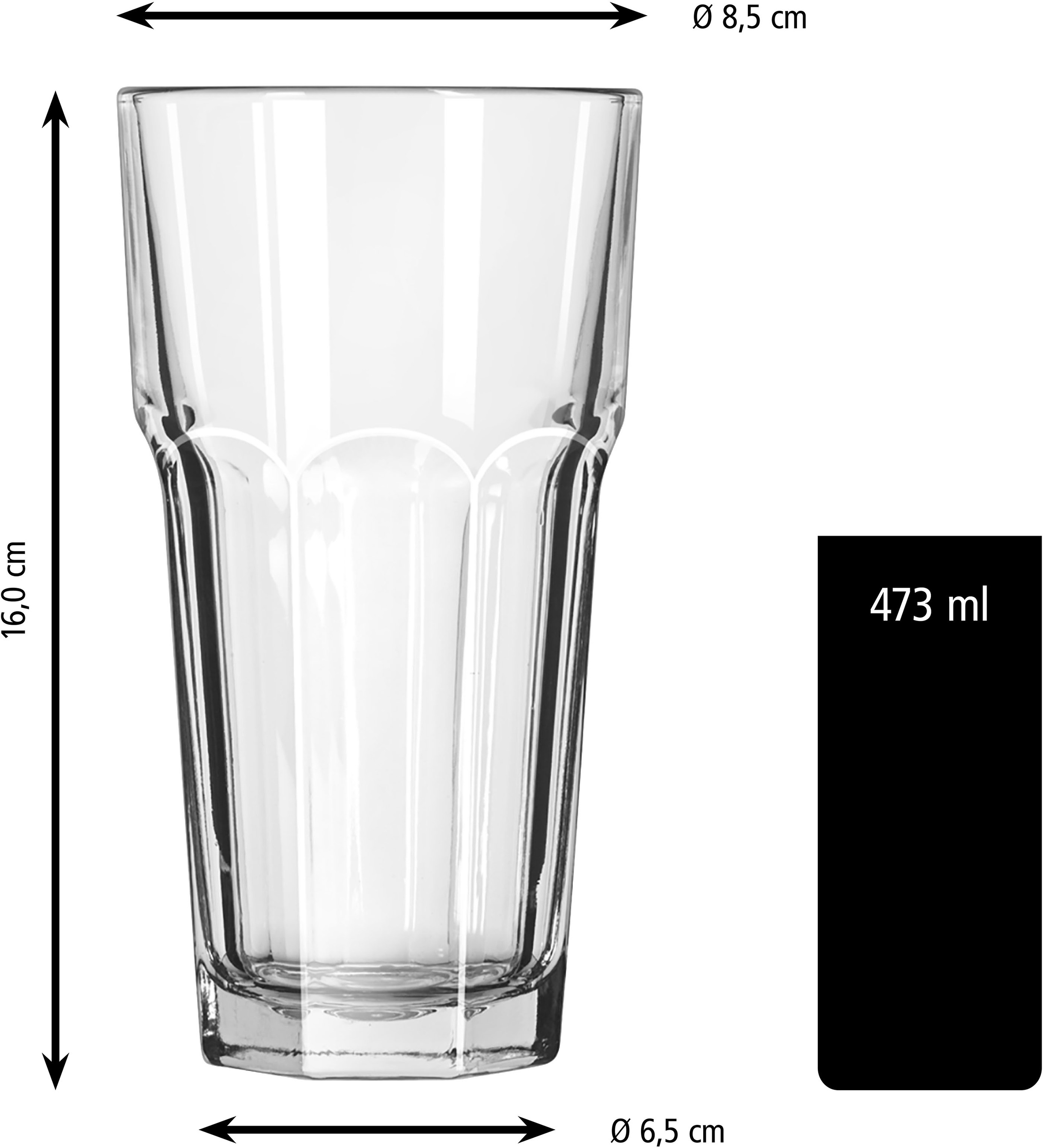 LIBBEY Gläser-Set »Cooler Glas -GIBRALTAR- 473 ml, Ø: 8,5 cm, H: 16 cm, 12er Set«, (Set, 12 tlg.), hochwertig verarbeitet, im modernen Design