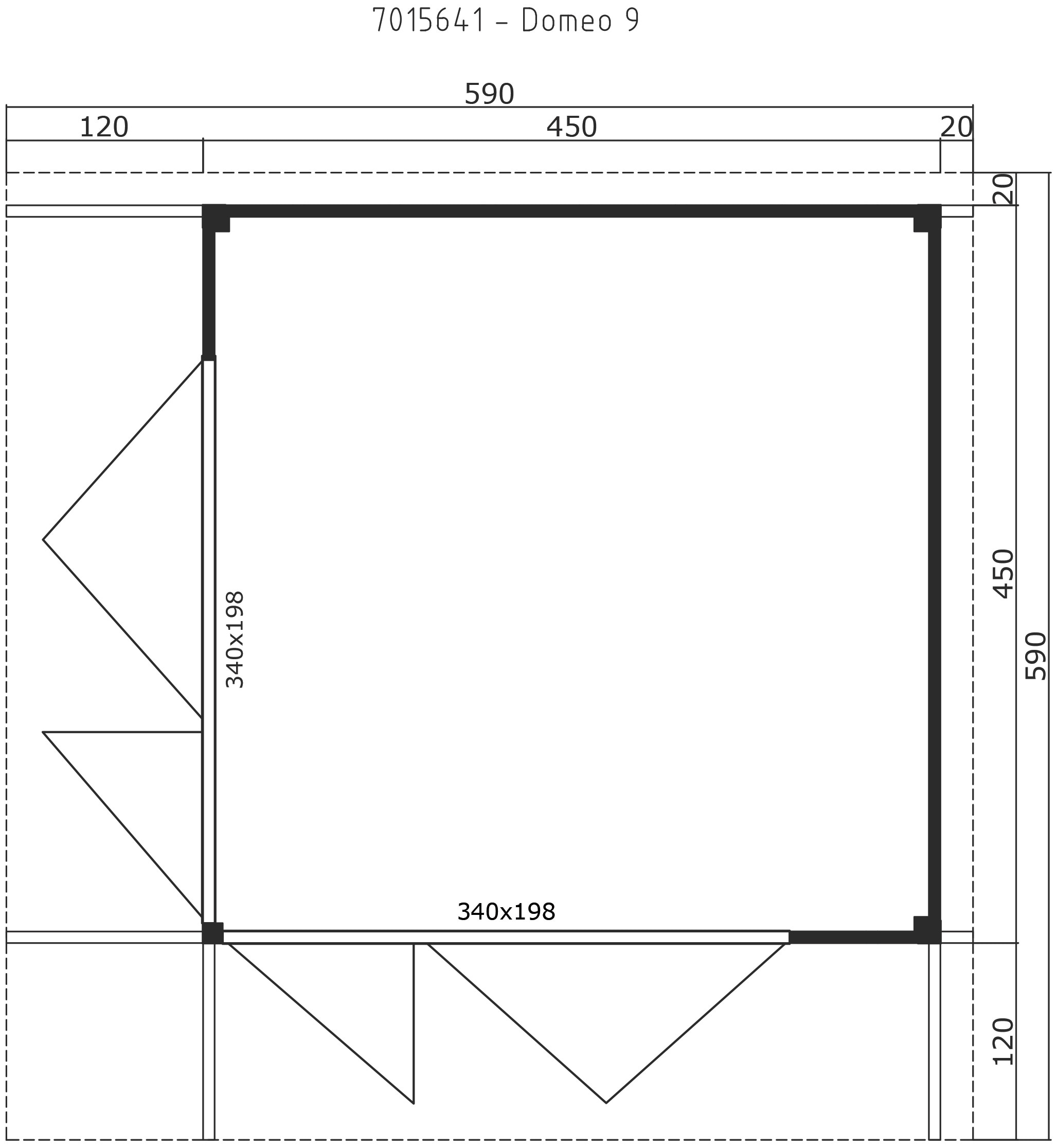 LASITA MAJA Gartenhaus »DOMEO 9 CARBONGRAU/ANTHRAZIT«, (Set), Fundamentmass 1200+4500 x 1200+4500, Carbongrau