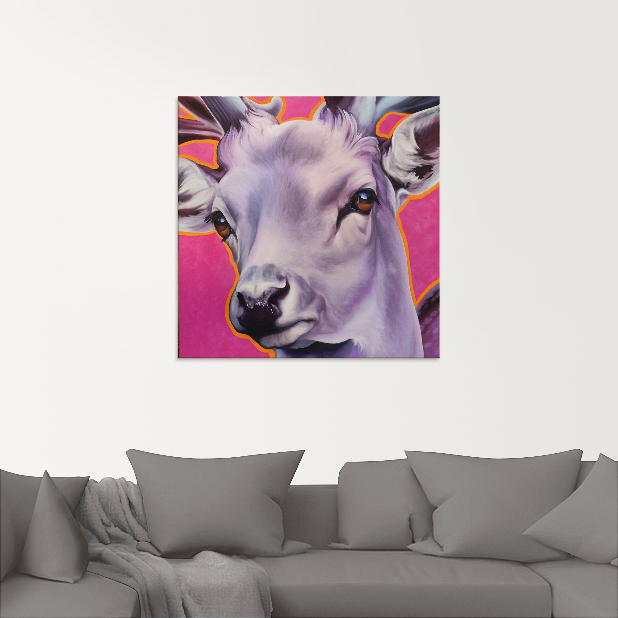 Artland Glasbild »Hirsch pink«, Wildtiere, (1 St.), in verschiedenen Größen