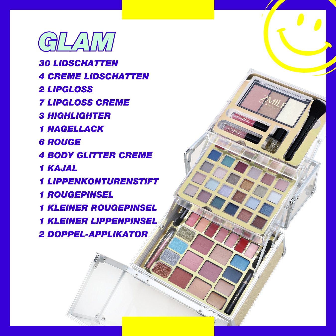 ZMILE COSMETICS Kosmetik-Koffer »Glam«, (64 tlg.), mit veganer Formulierung