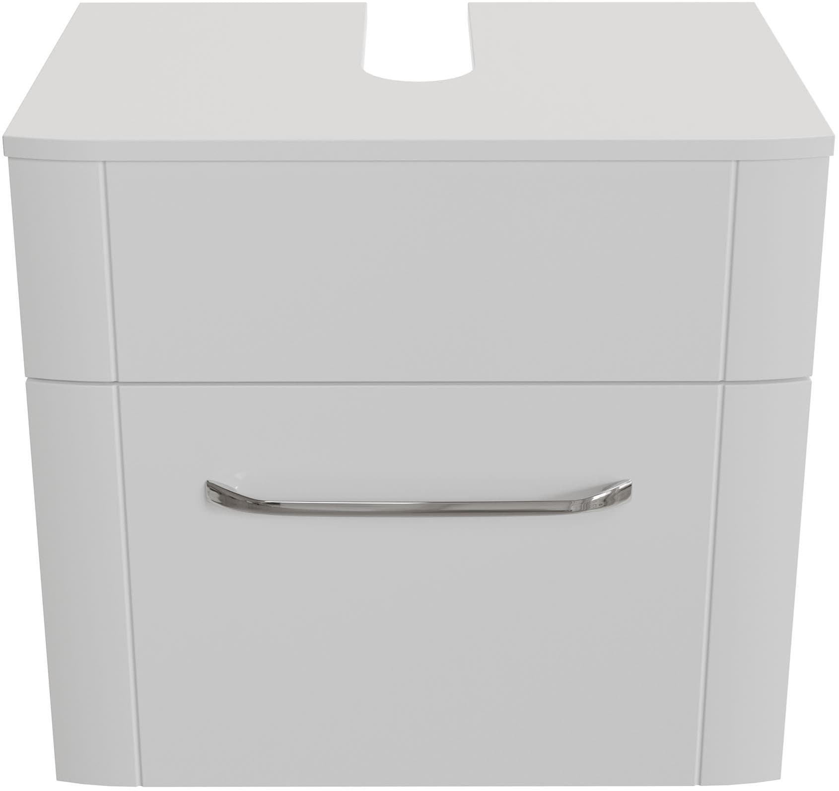 Saphir Waschbeckenunterschrank »Waschbeckenunterschrank Serie 3006, 1 Schublade,Siphonausschnitt, 60cm«, Waschbeckenschrank inkl. Soft-Close, Griff in Chrom Glanz