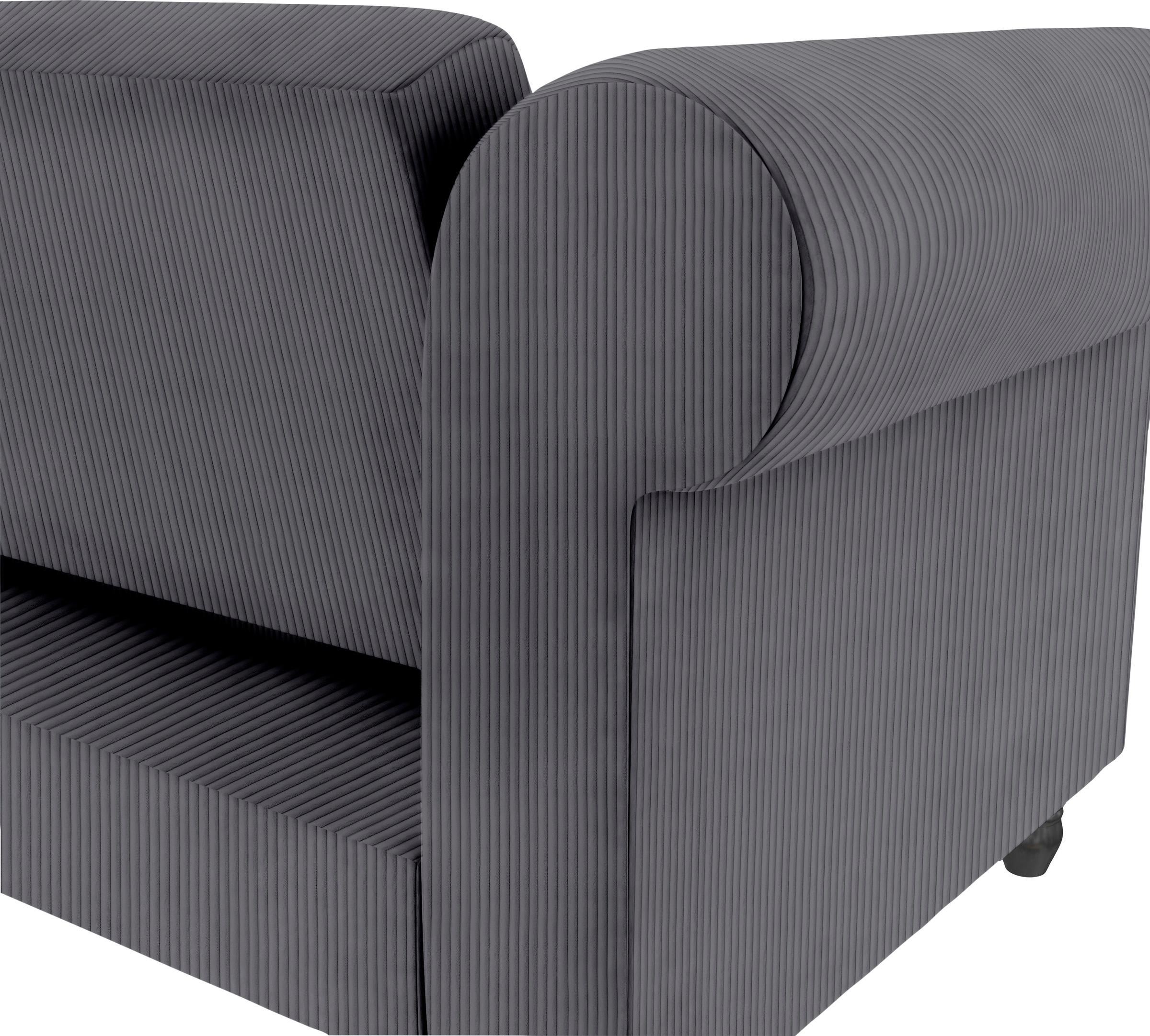 Dorel Home Ecksofa »Felix II, L-Form, Schlafsofa 241cm (Liegefl. 108/195 cm),«, verstellb. Rückenlehne, Recamiere wechselbar, Cord