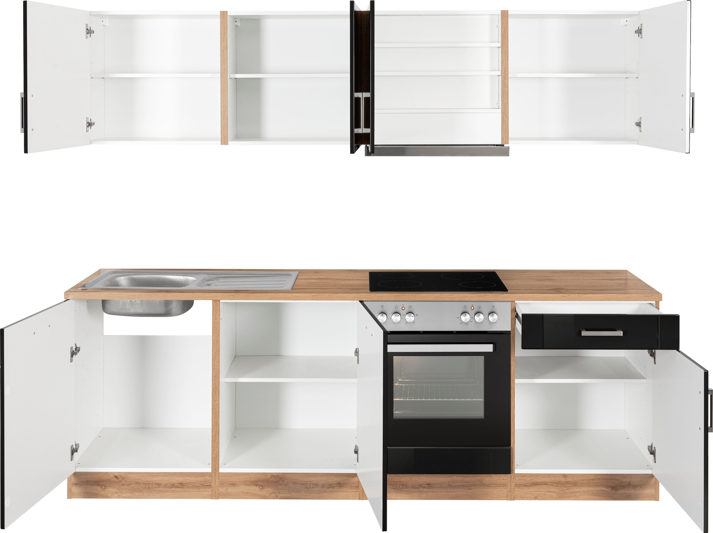 KOCHSTATION Küchenzeile »KS-Tinnum«, mit E-Geräten, Breite 240 cm