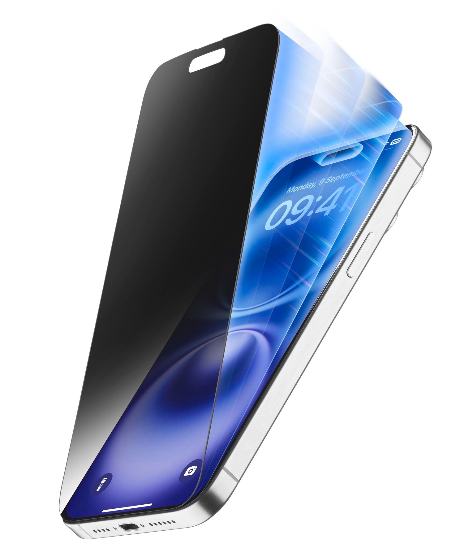 Cellularline Displayschutzglas »TOP SECRET ECLIPSE Screen Protector«, für Apple iPhone 16, Blickschutzfolie, Schutzfolie, Bildschirmschutz, kratz- & stoßfest